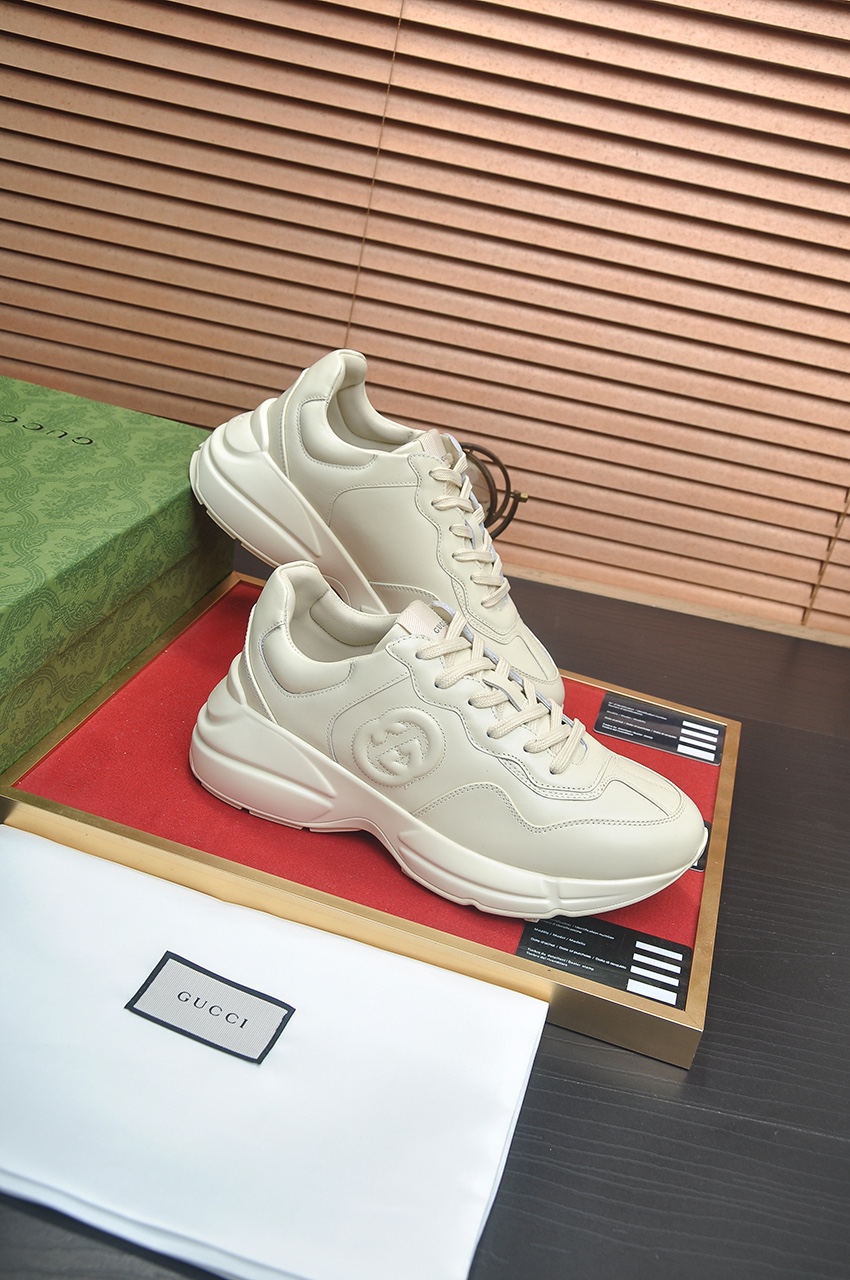 Gucci原單男鞋 奶白雙G浮雕老爹鞋 百搭高質感設計｜歐美奢侈品精品推薦