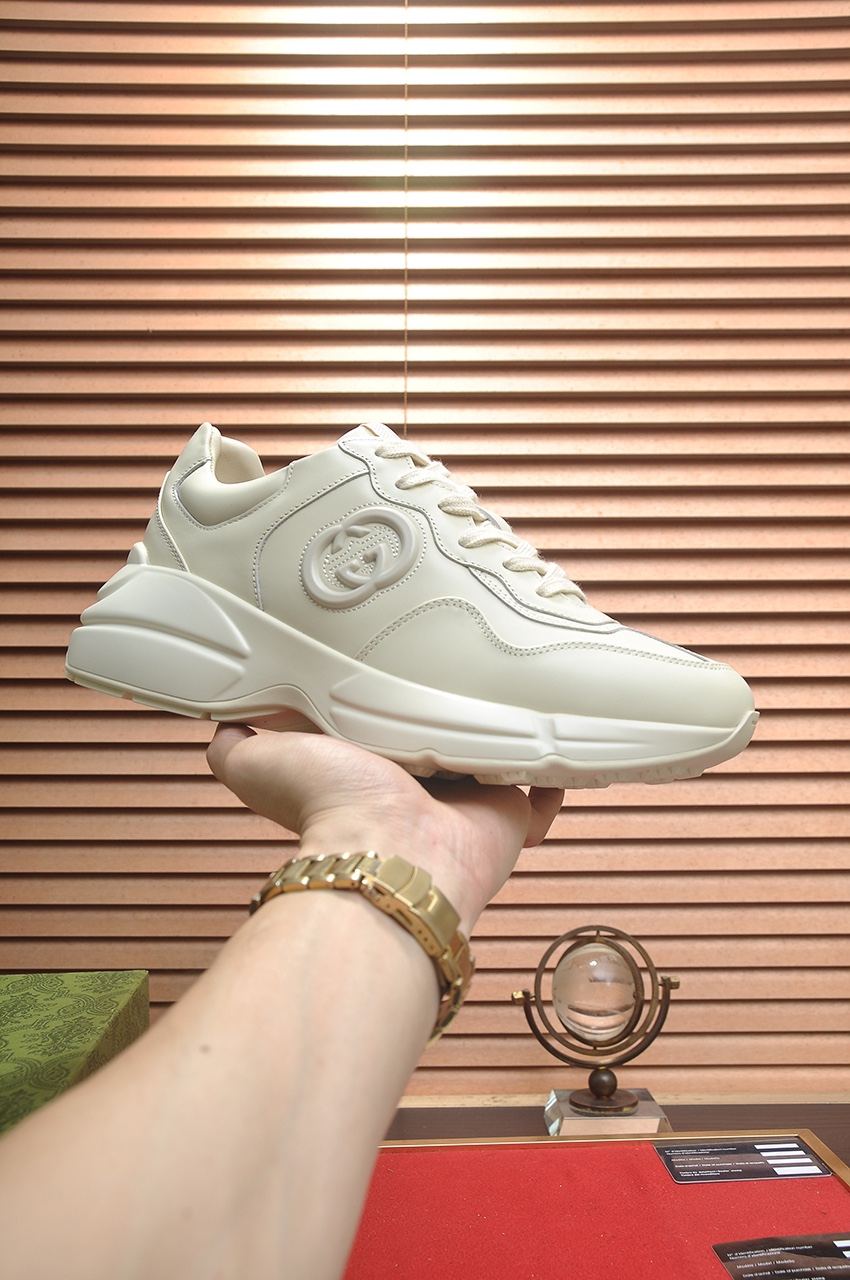 Gucci 高仿厚底老爹鞋 奶油白經典雙G時尚休閒鞋款