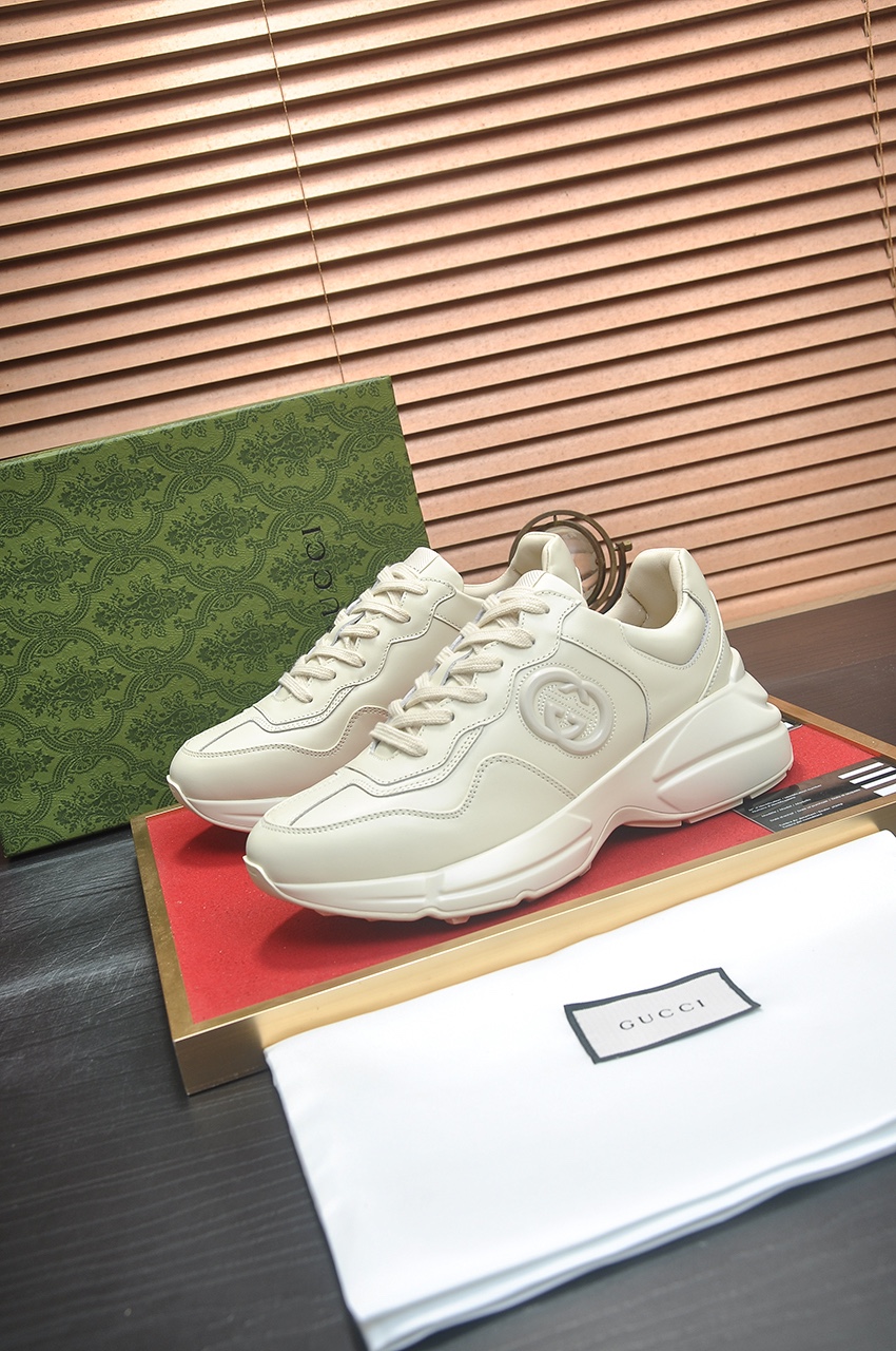 Gucci 高仿厚底老爹鞋 奶油白經典雙G時尚休閒鞋款｜歐美奢侈品精品推薦