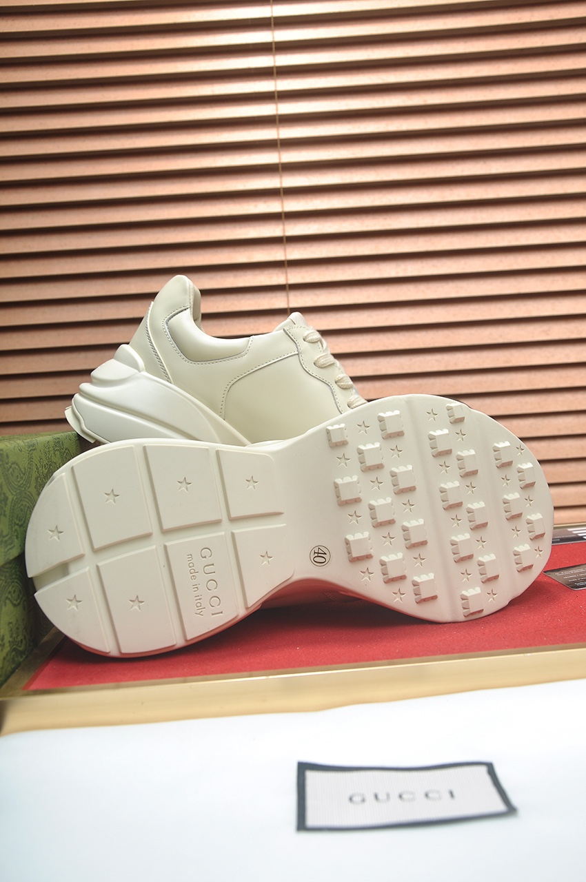 Gucci 高仿厚底老爹鞋 奶油白經典雙G時尚休閒鞋款｜歐美奢侈品精品推薦