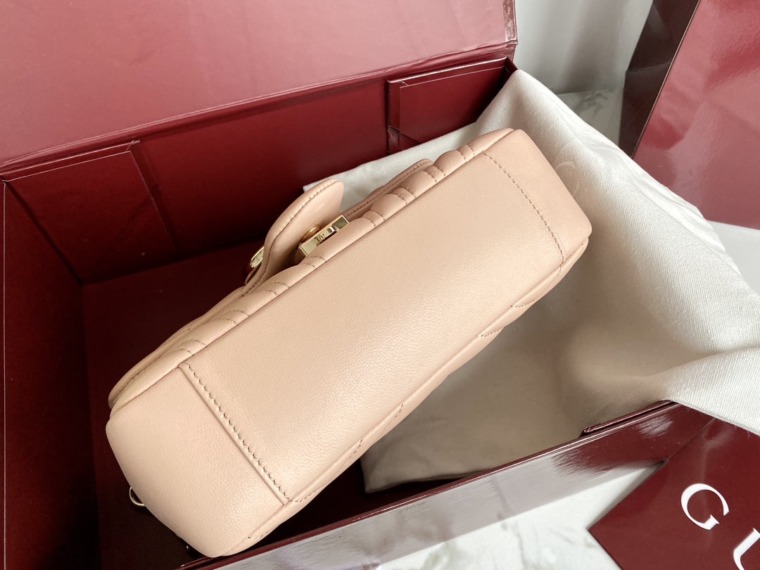 Gucci 一比一GG Marmont鏈條包 奶茶色迷你肩背包款｜歐美奢侈品精品推薦