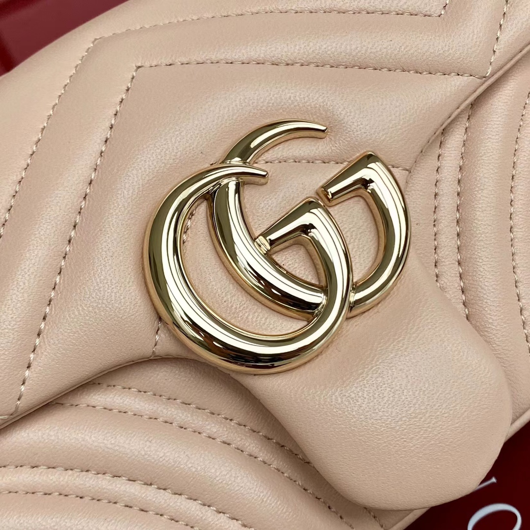 Gucci 一比一GG Marmont鏈條包 奶茶色迷你肩背包款｜歐美奢侈品精品推薦