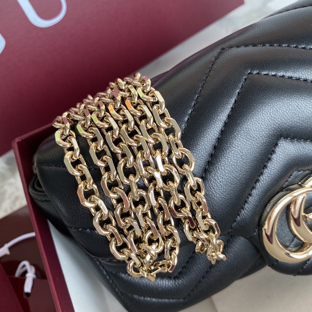 Gucci 高仿GG Marmont黑色鏈條包 小型肩背復古設計款｜歐美奢侈品精品推薦