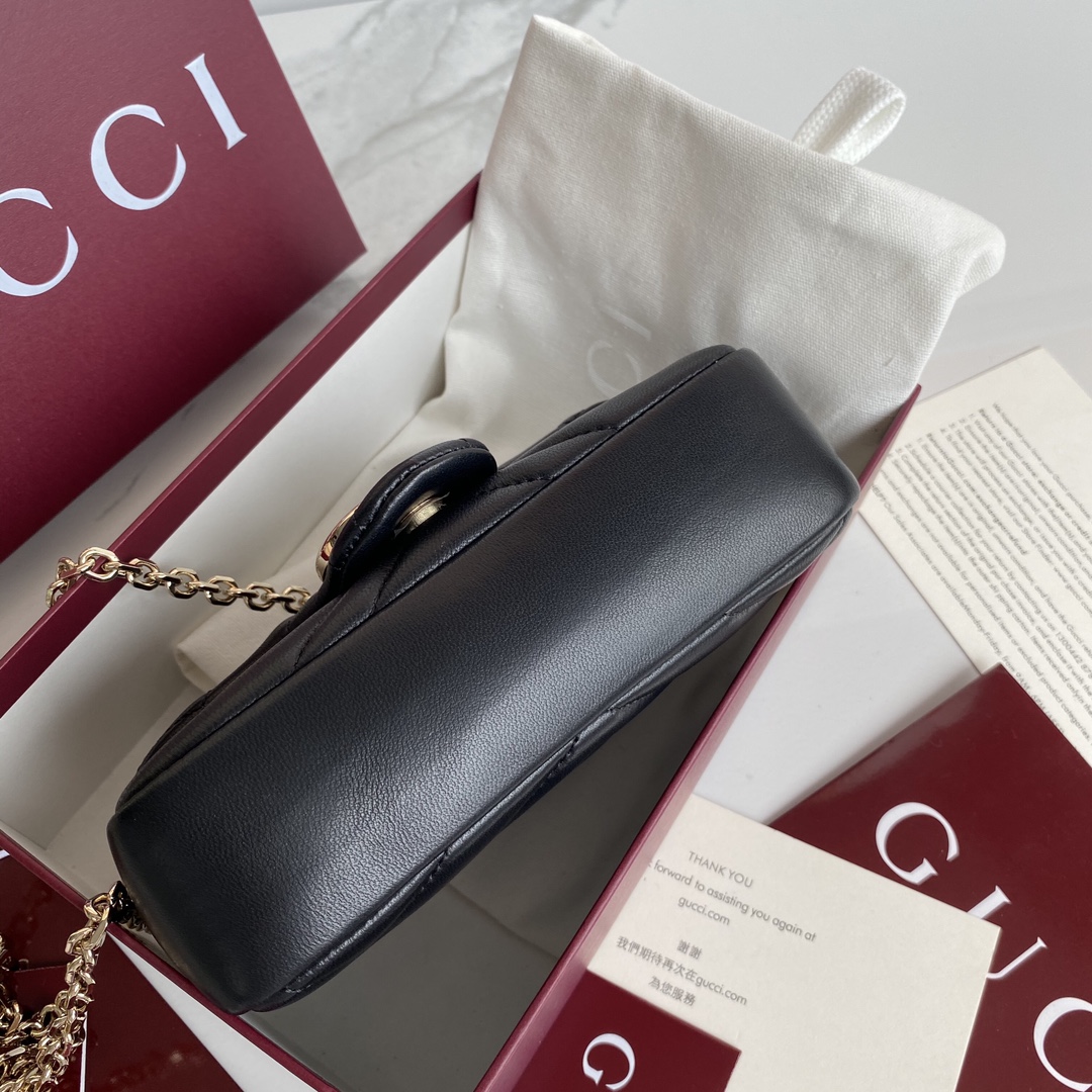 Gucci 高仿GG Marmont黑色鏈條包 小型肩背復古設計款｜歐美奢侈品精品推薦