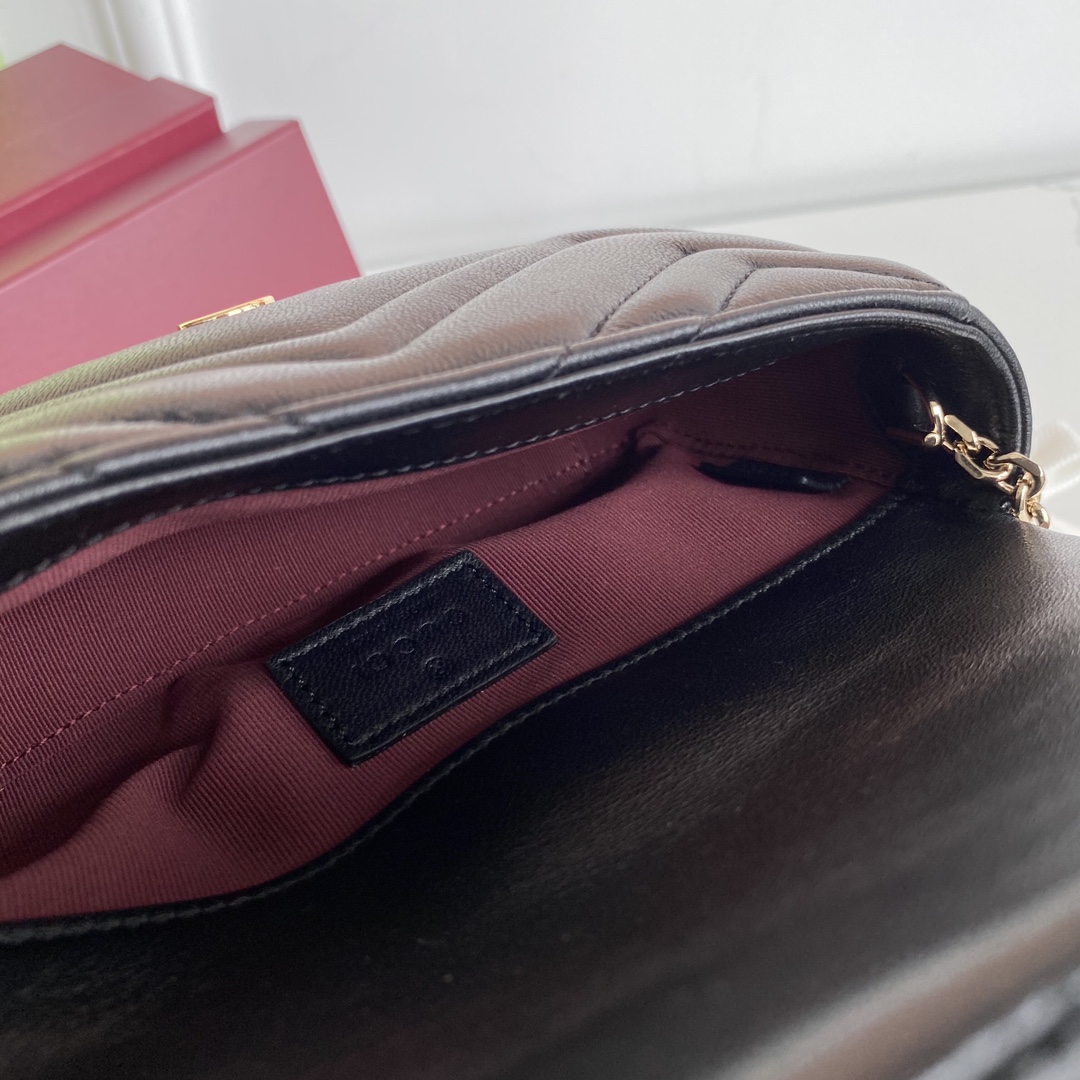 Gucci 高仿GG Marmont黑色鏈條包 小型肩背復古設計款｜歐美奢侈品精品推薦