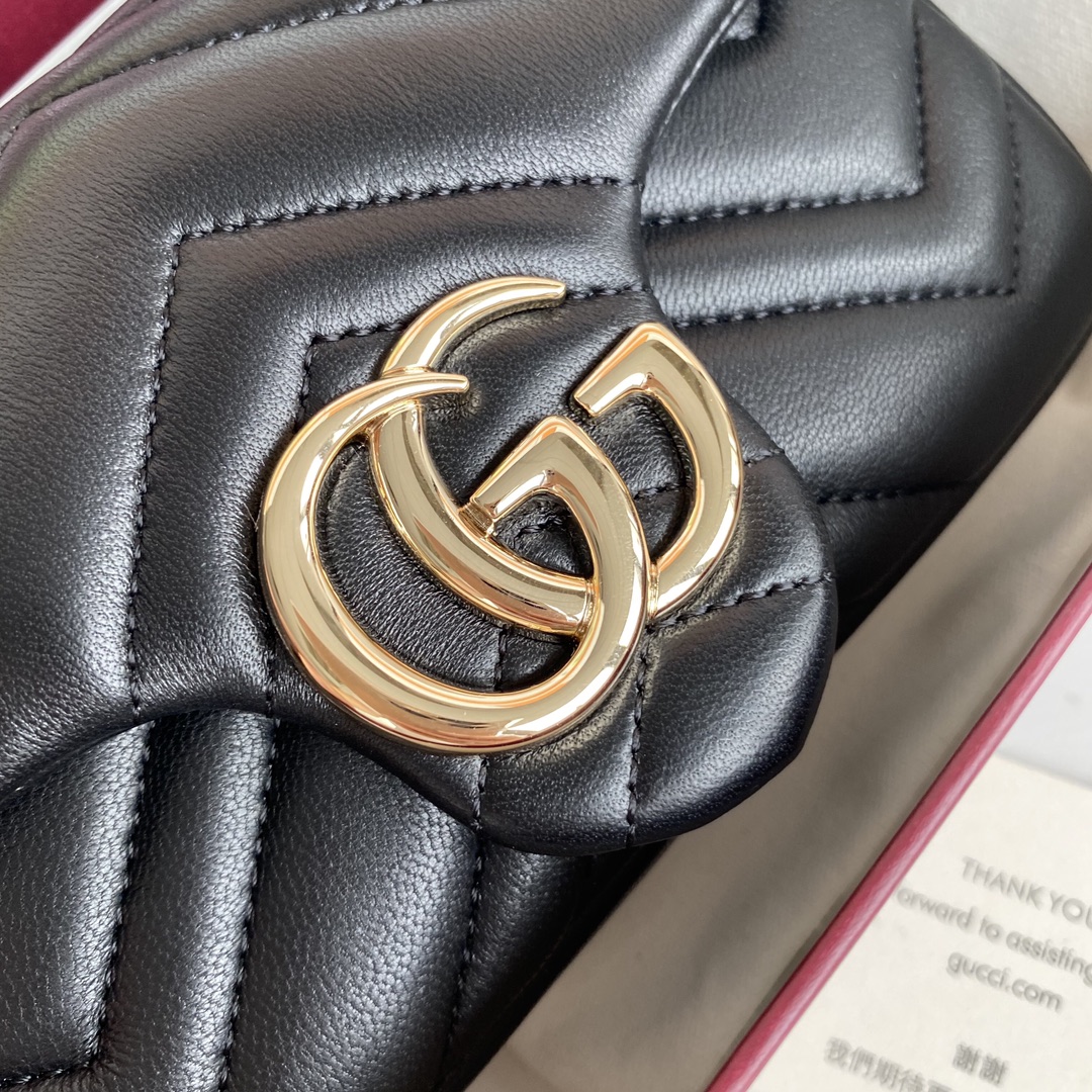 Gucci 高仿GG Marmont黑色鏈條包 小型肩背復古設計款｜歐美奢侈品精品推薦