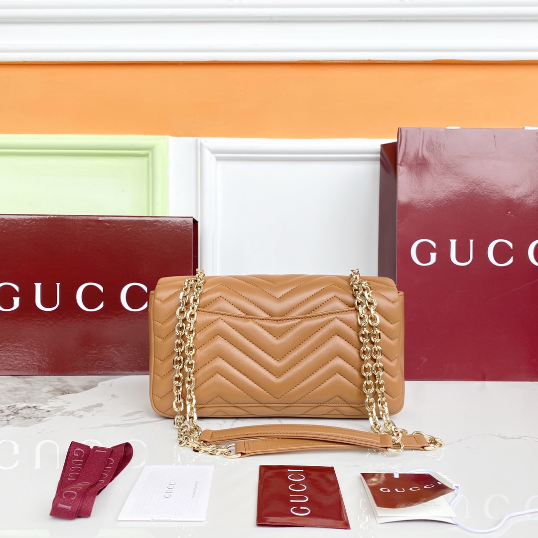 Gucci A貨GG Marmont焦糖色鏈條包 中型容量氣質款式｜歐美奢侈品精品推薦