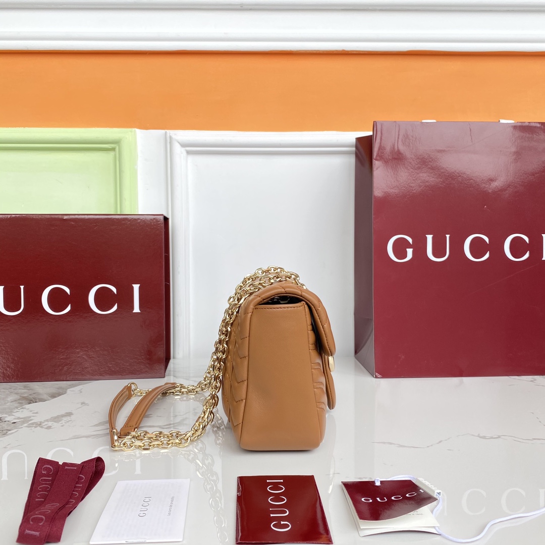 Gucci A貨GG Marmont焦糖色鏈條包 中型容量氣質款式｜歐美奢侈品精品推薦
