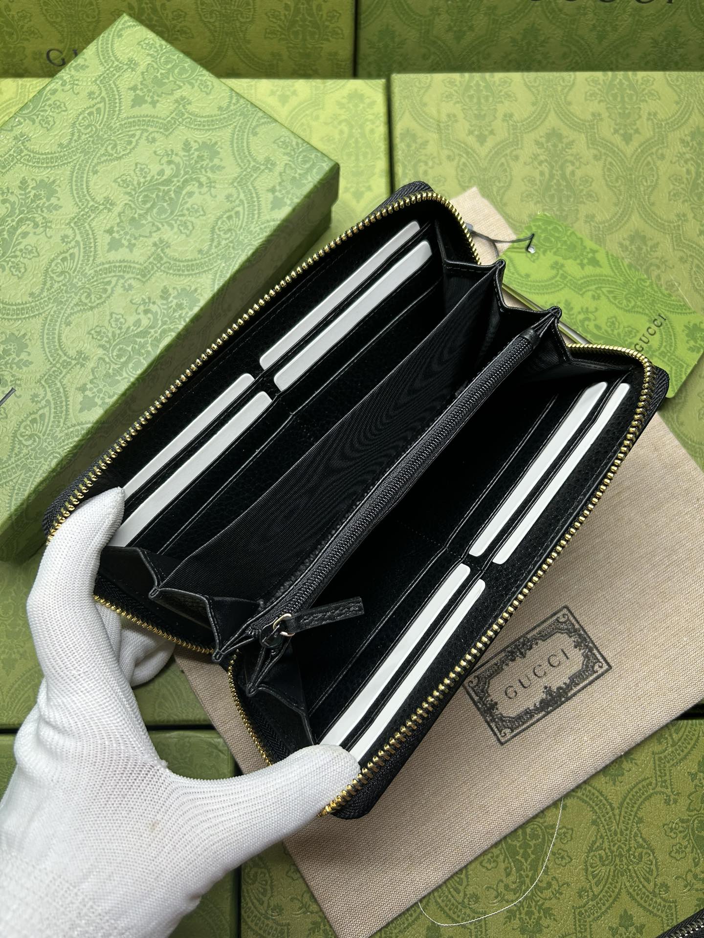 Gucci A貨GG Marmont全黑荔枝皮長夾 金屬雙G經典耐看款｜歐美奢侈品精品推薦