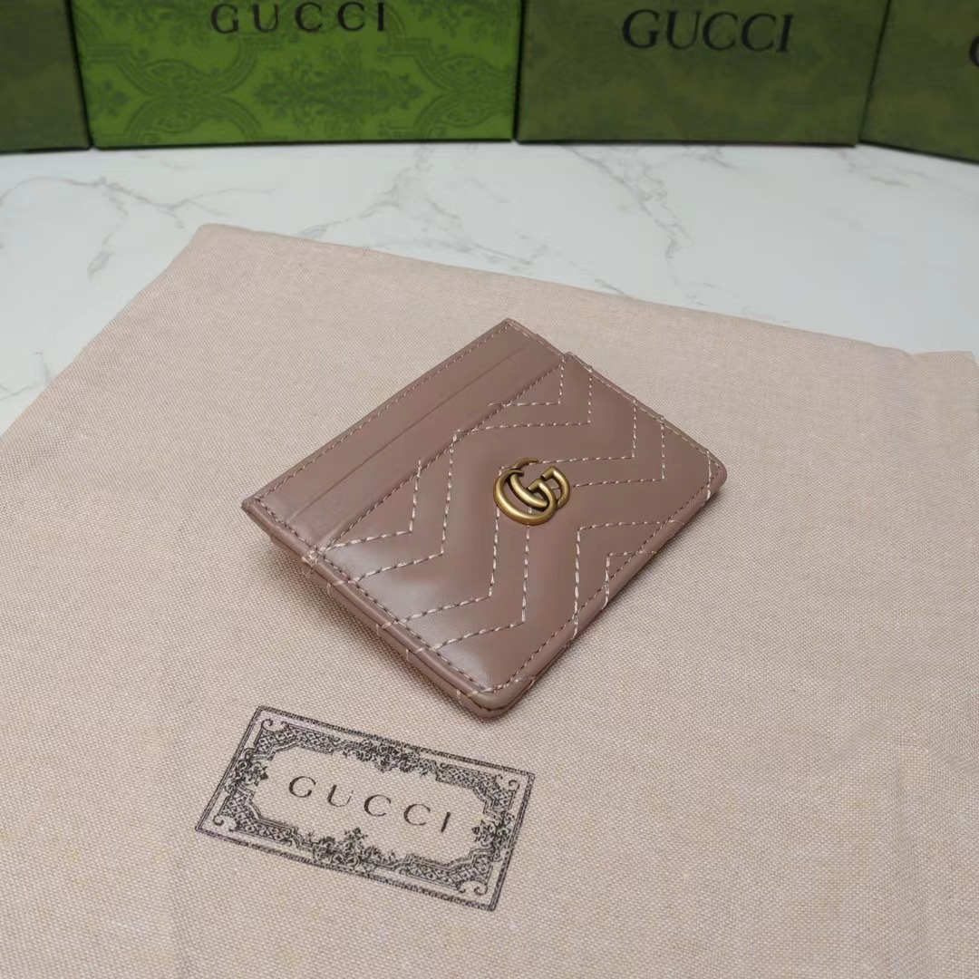 Gucci 一比一GG Marmont牛奶糖色卡包 簡約絎縫款｜歐美奢侈品精品推薦