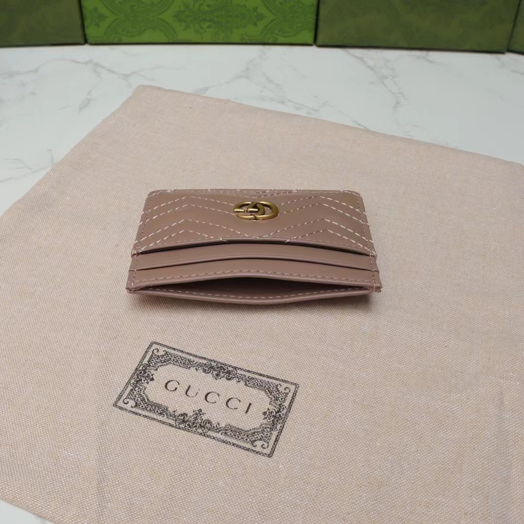 Gucci 一比一GG Marmont牛奶糖色卡包 簡約絎縫款｜歐美奢侈品精品推薦