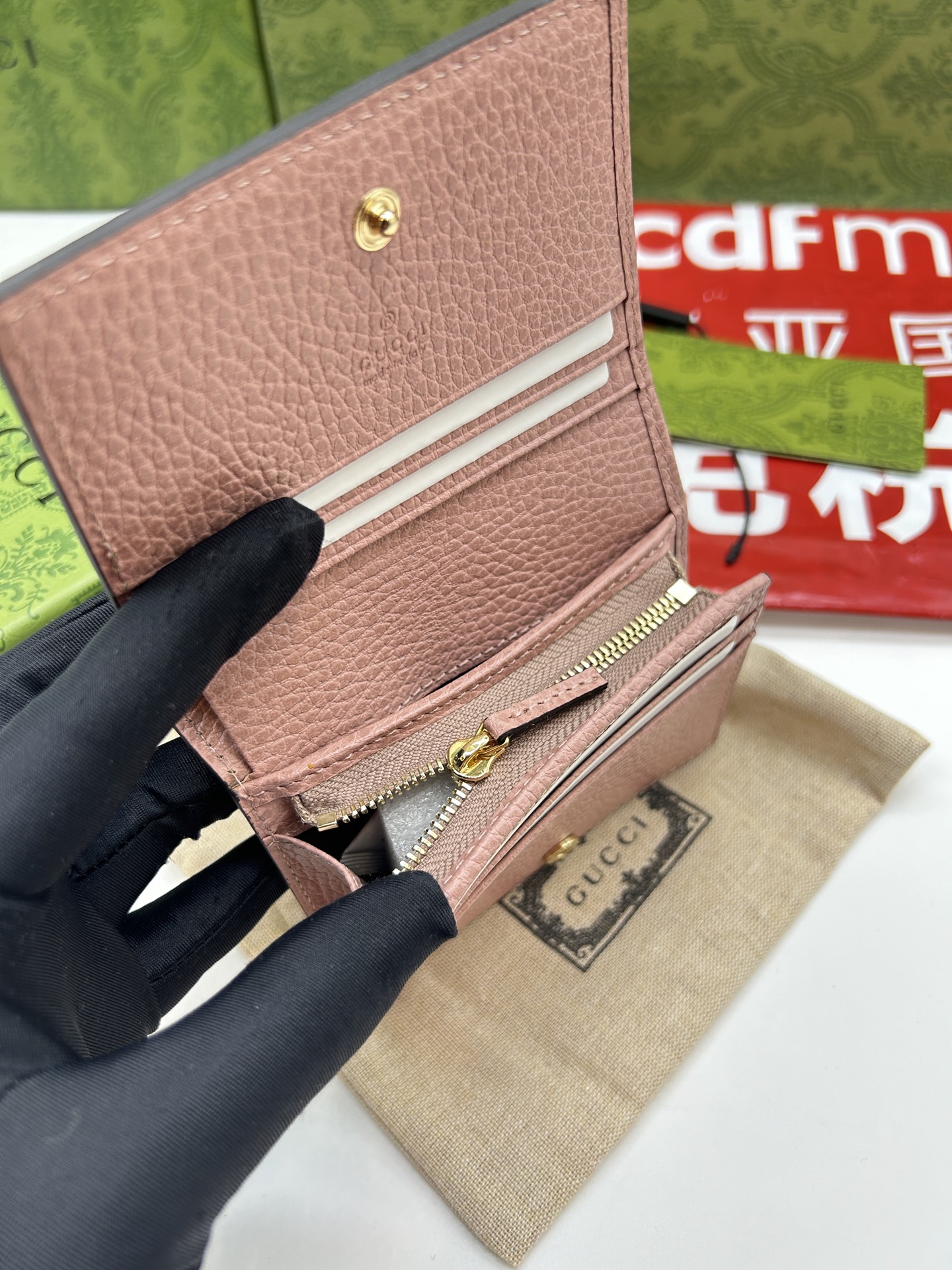 Gucci 一比一 GG Marmont粉紅拼接短夾 柔美雙G迷你錢包｜歐美奢侈品精品推薦