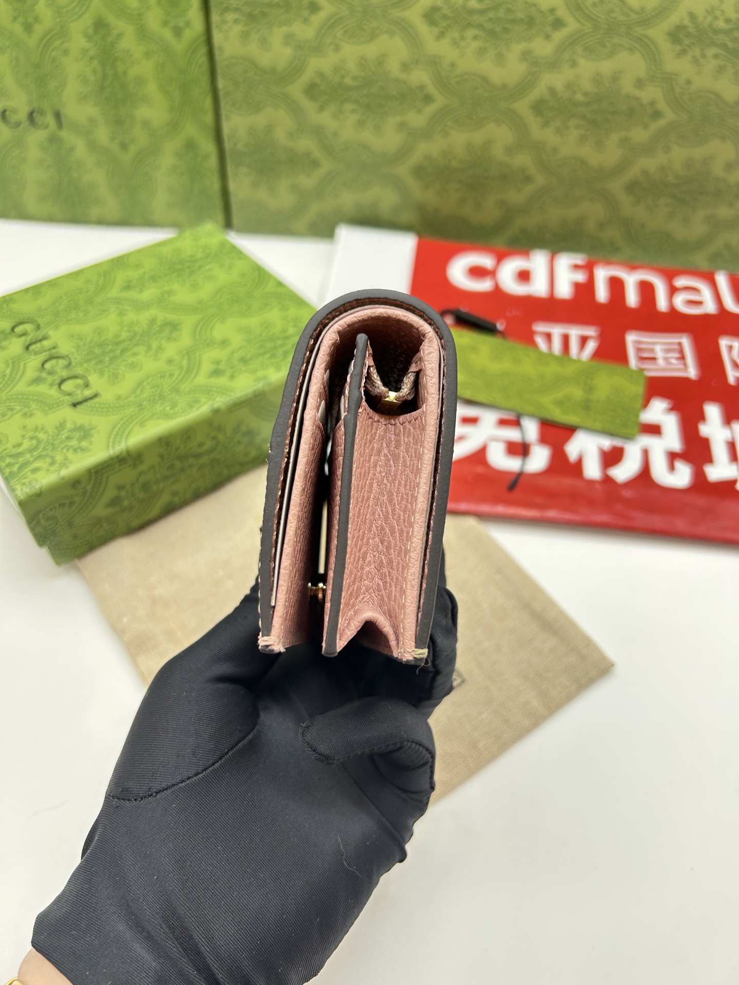 Gucci 一比一 GG Marmont粉紅拼接短夾 柔美雙G迷你錢包｜歐美奢侈品精品推薦