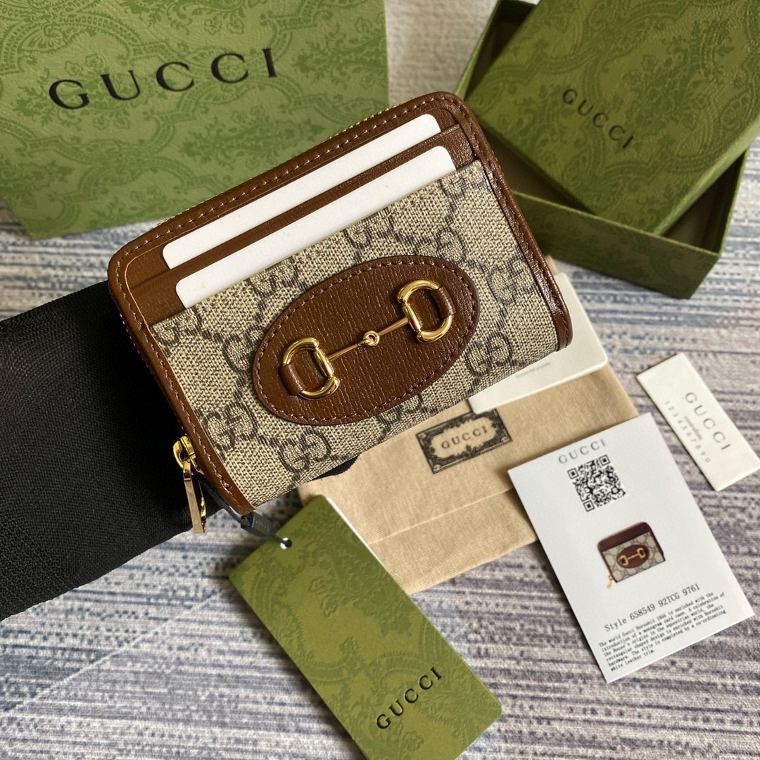 Gucci 高仿 Horsebit帆布拉鍊卡包 經典馬銜扣設計｜歐美奢侈品精品推薦