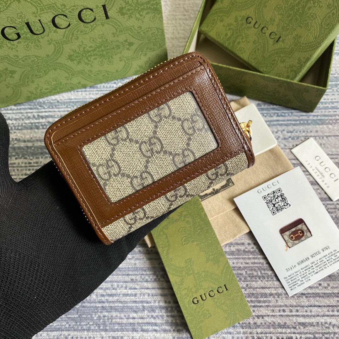 Gucci 高仿 Horsebit帆布拉鍊卡包 經典馬銜扣設計｜歐美奢侈品精品推薦