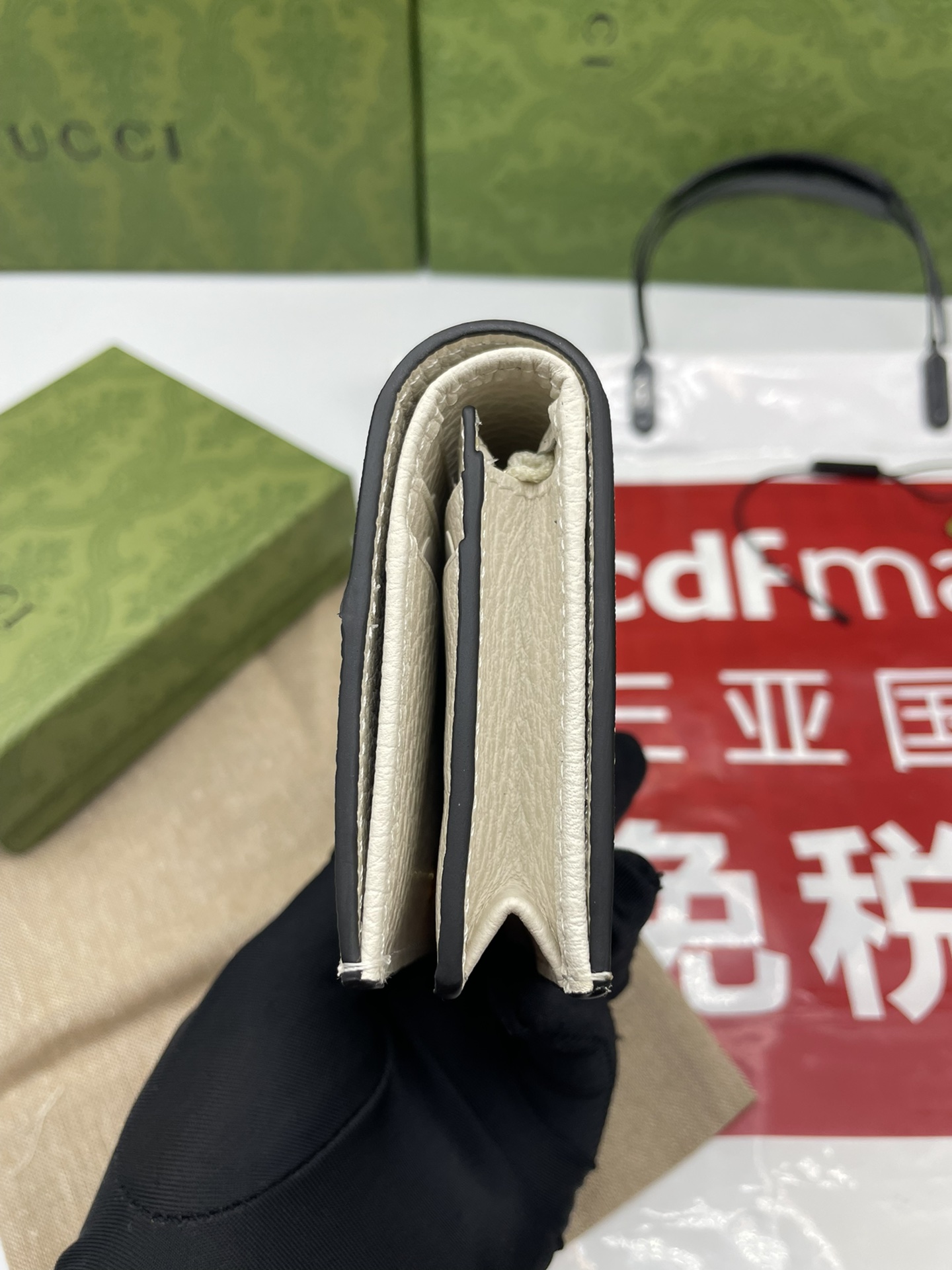 Gucci 一比一 GG Marmont白色拼接短夾 百搭風格小皮件｜歐美奢侈品精品推薦