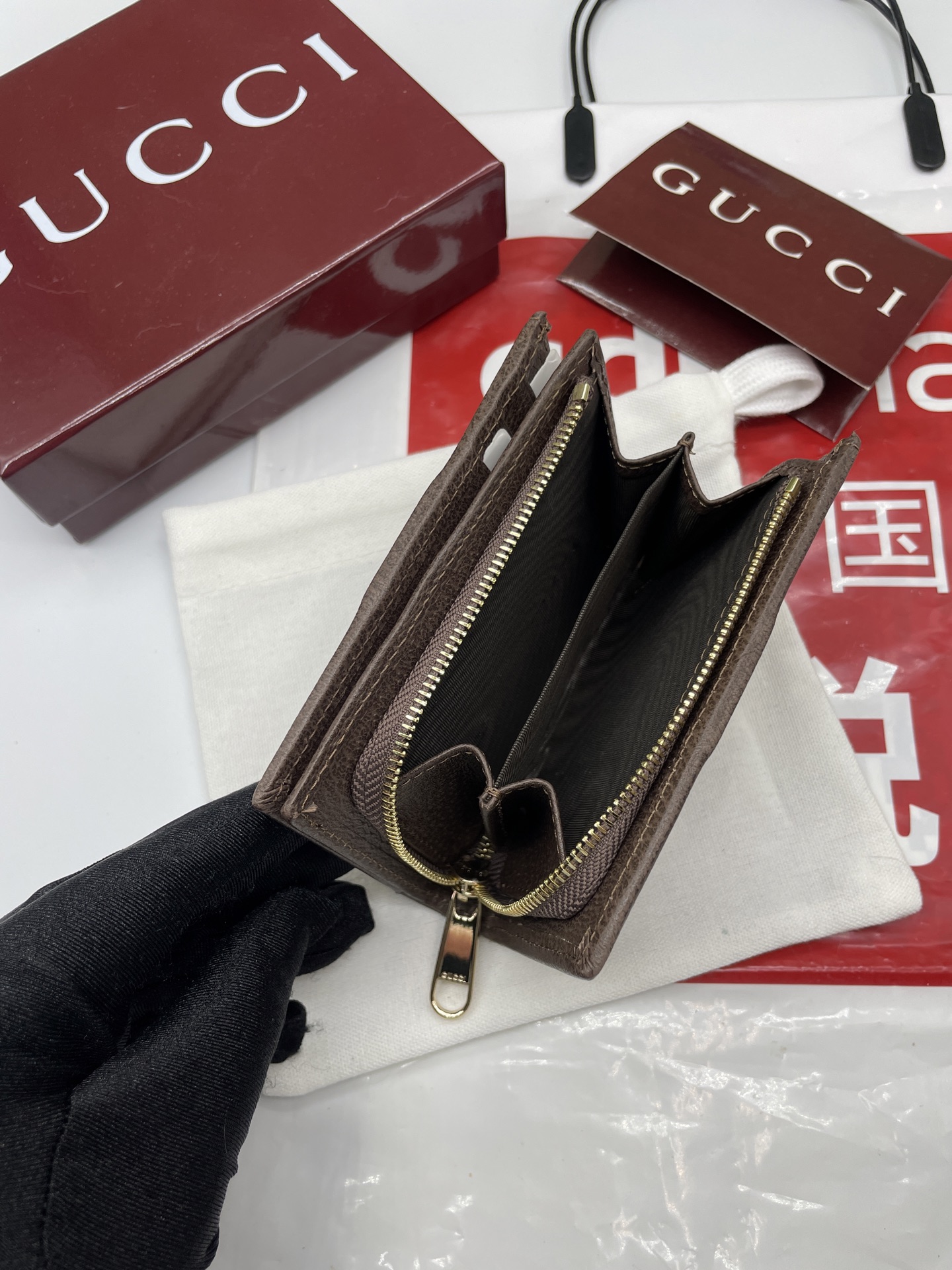 Gucci高仿Ophidia老花拉鍊短夾 百搭收納經典實用款｜歐美奢侈品精品推薦