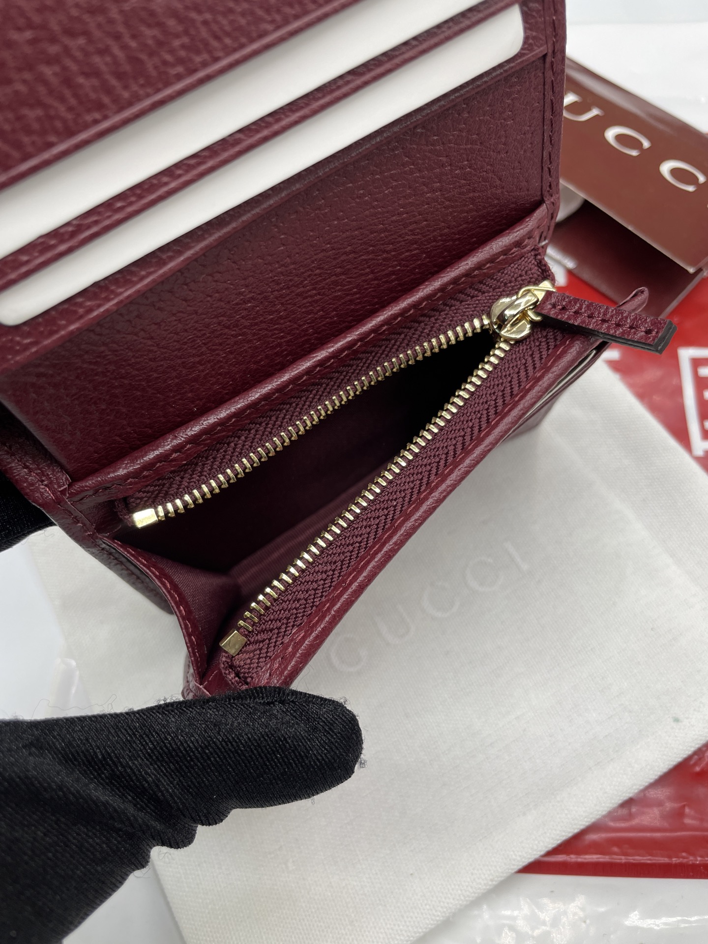 GucciA貨Ophidia老花短夾 酒紅皮革邊復古撞色亮點｜歐美奢侈品精品推薦