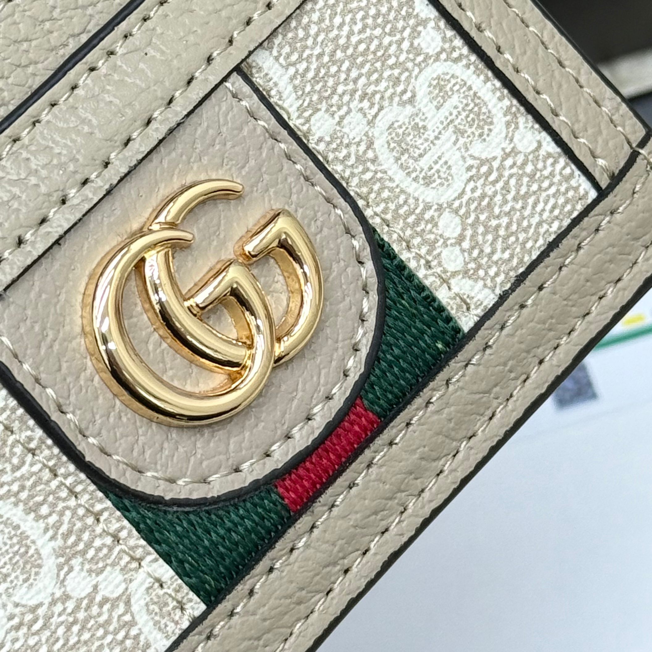 Gucci一比一卡套 Ophidia奶油白老花 金色標誌優雅小物｜歐美奢侈品精品推薦