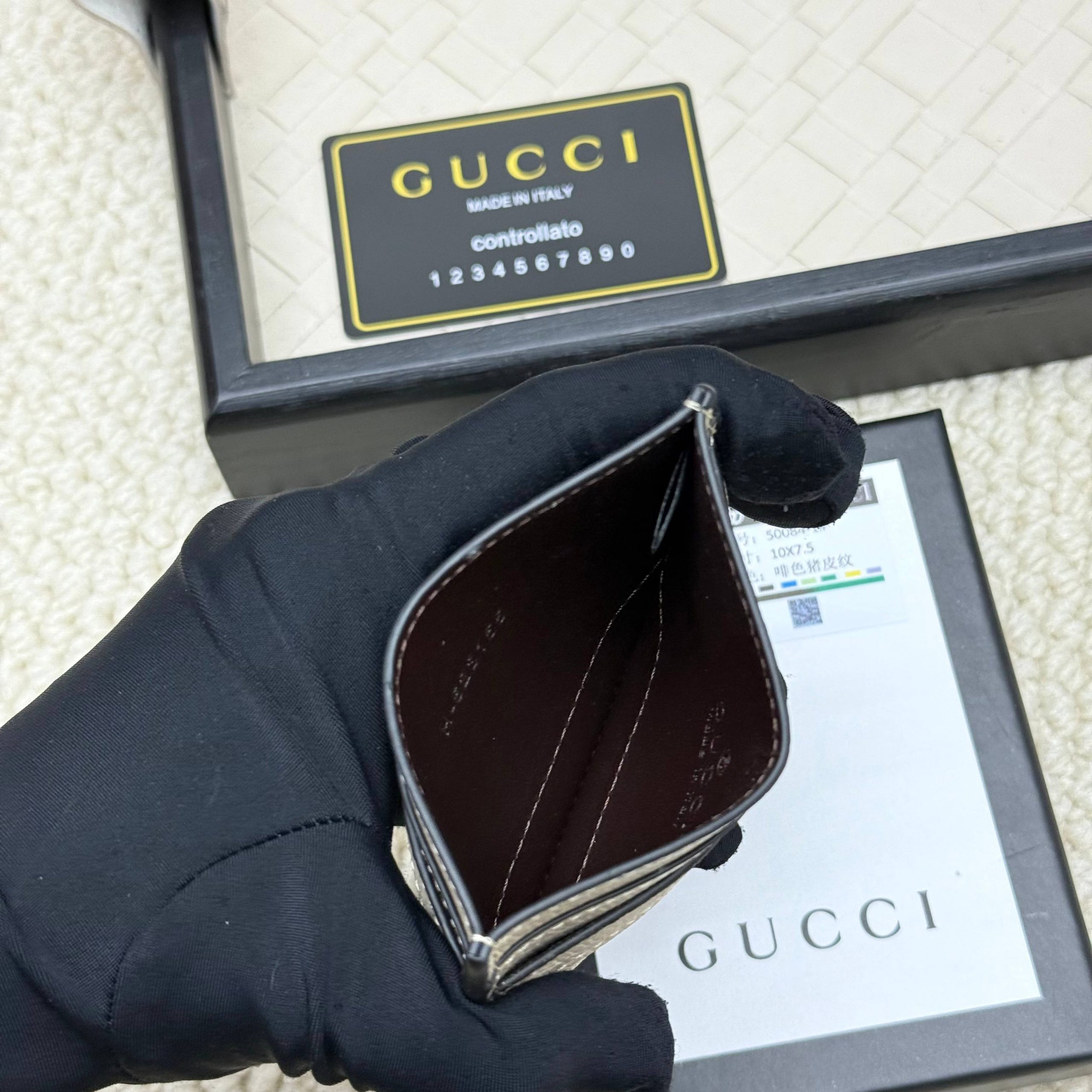 Gucci一比一卡套 Ophidia奶油白老花 金色標誌優雅小物｜歐美奢侈品精品推薦