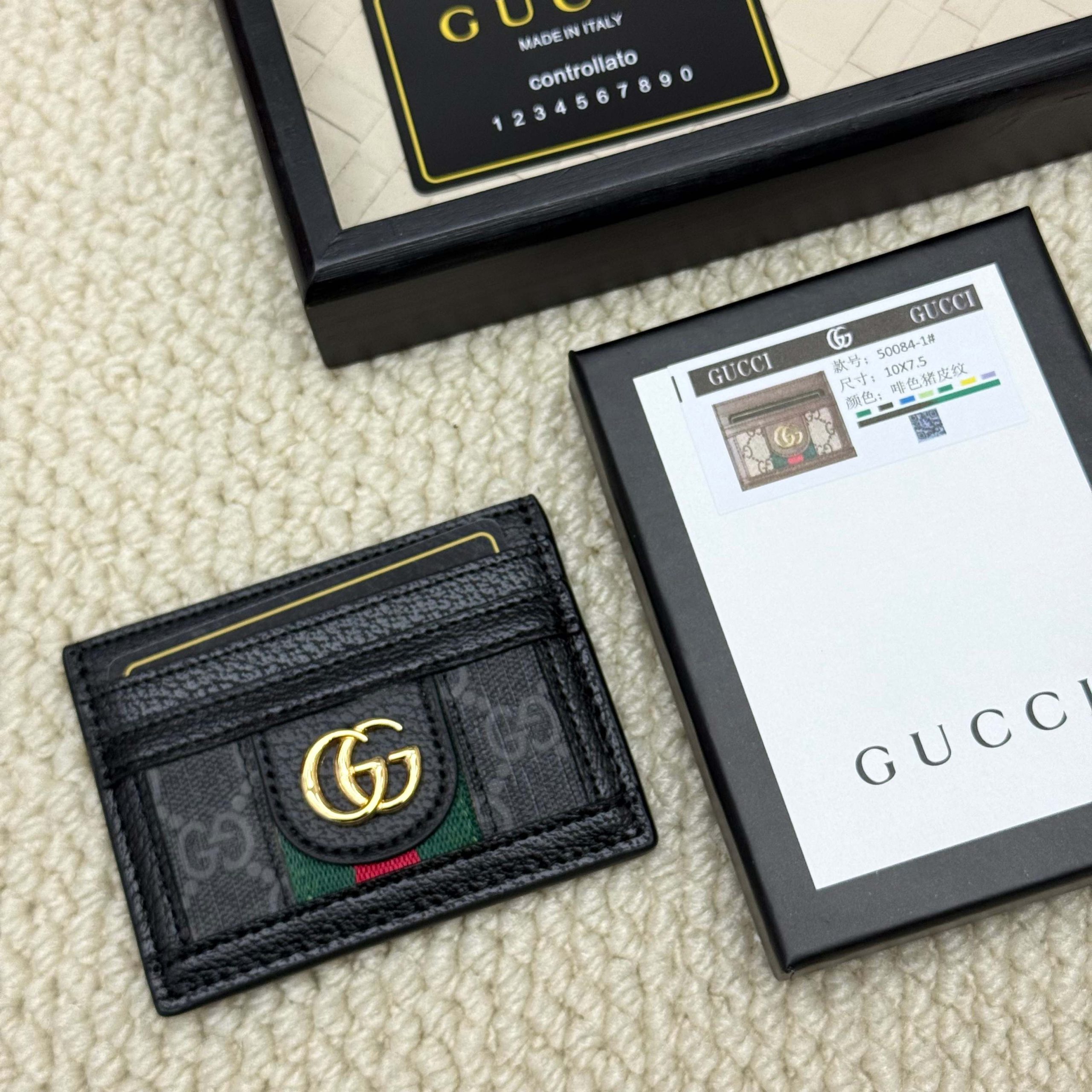 Gucci原單Ophidia黑老花卡套 金標撞色極簡風格推薦