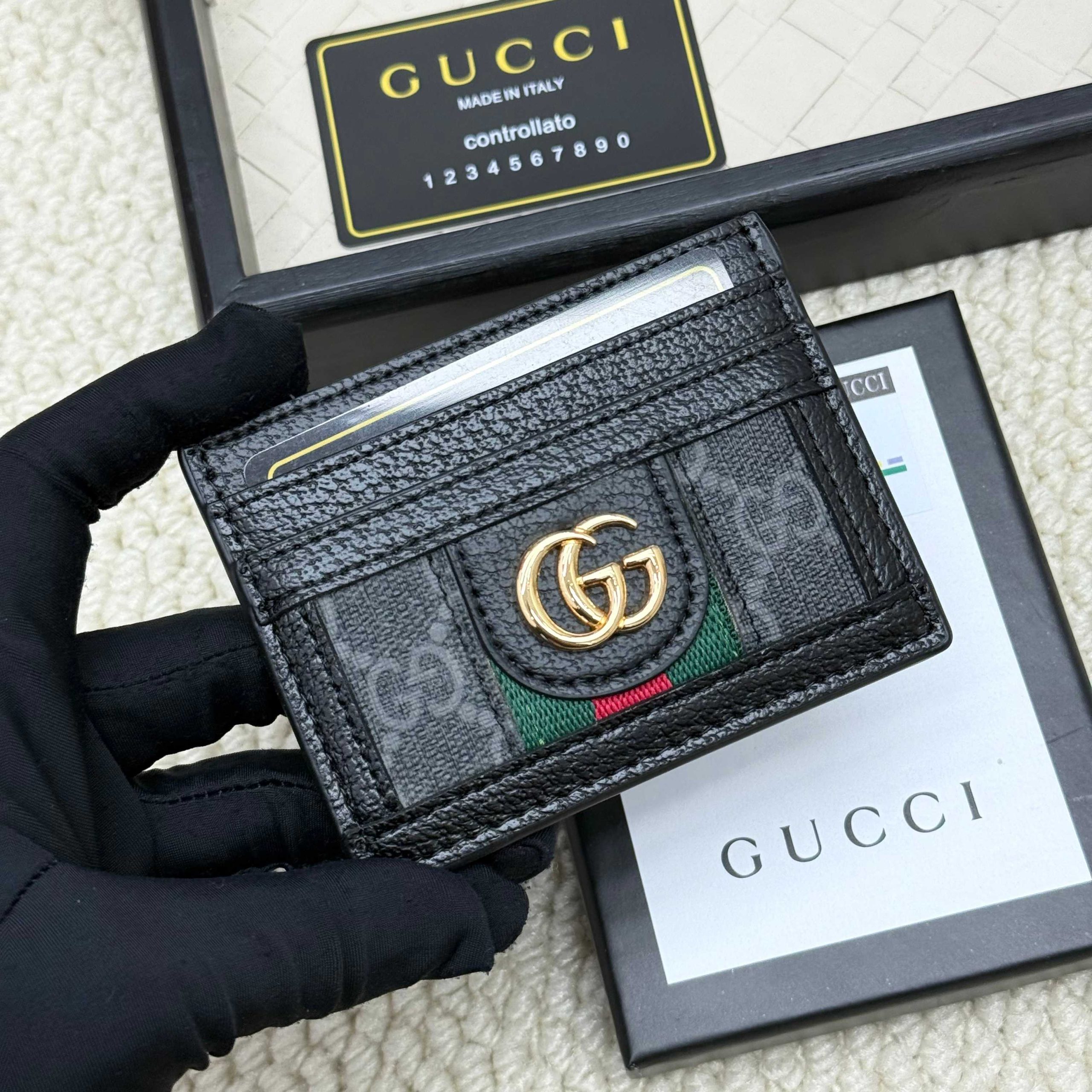 Gucci原單Ophidia黑老花卡套 金標撞色極簡風格推薦｜歐美奢侈品精品推薦