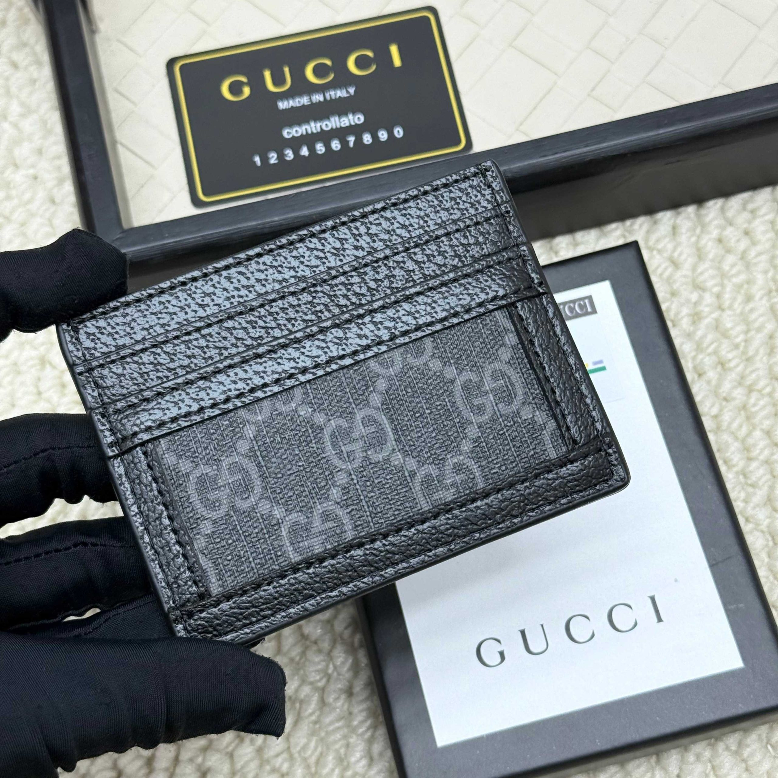 Gucci原單Ophidia黑老花卡套 金標撞色極簡風格推薦｜歐美奢侈品精品推薦