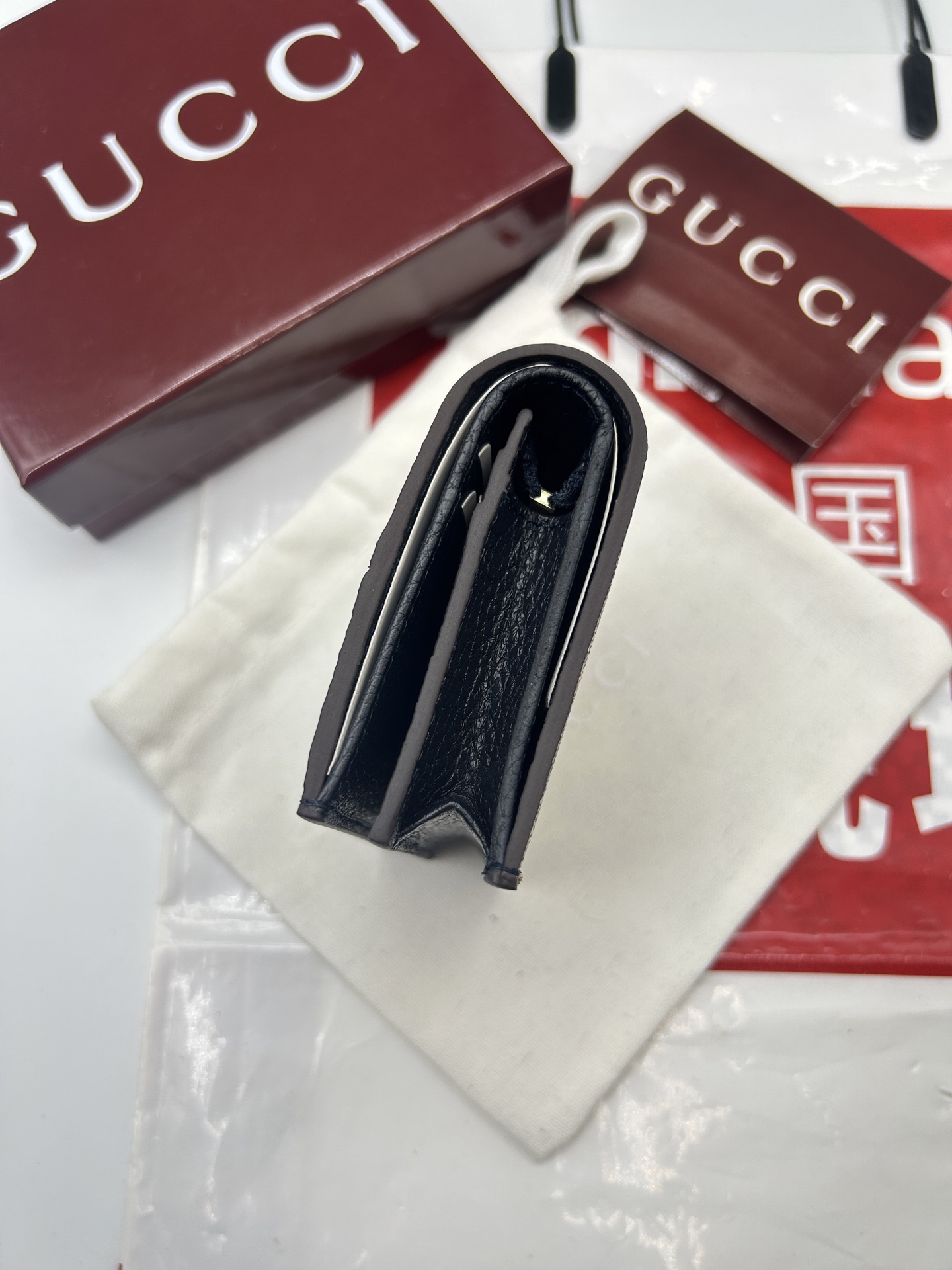 GUCCI高仿黑拼接老花短夾簡約耐看男生女生皆適合｜歐美奢侈品精品推薦