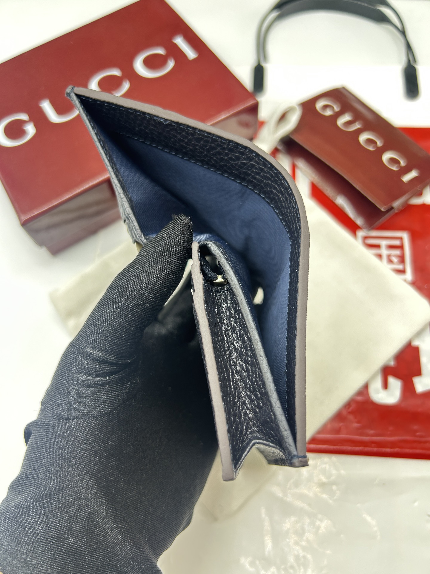 GUCCI高仿黑拼接老花短夾簡約耐看男生女生皆適合｜歐美奢侈品精品推薦