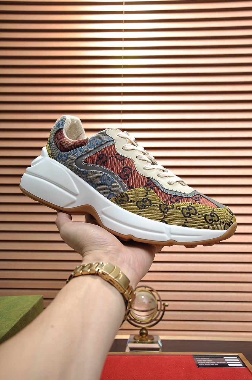 Gucci高仿多色老花男士運動鞋 經典帆布潮流拼色款