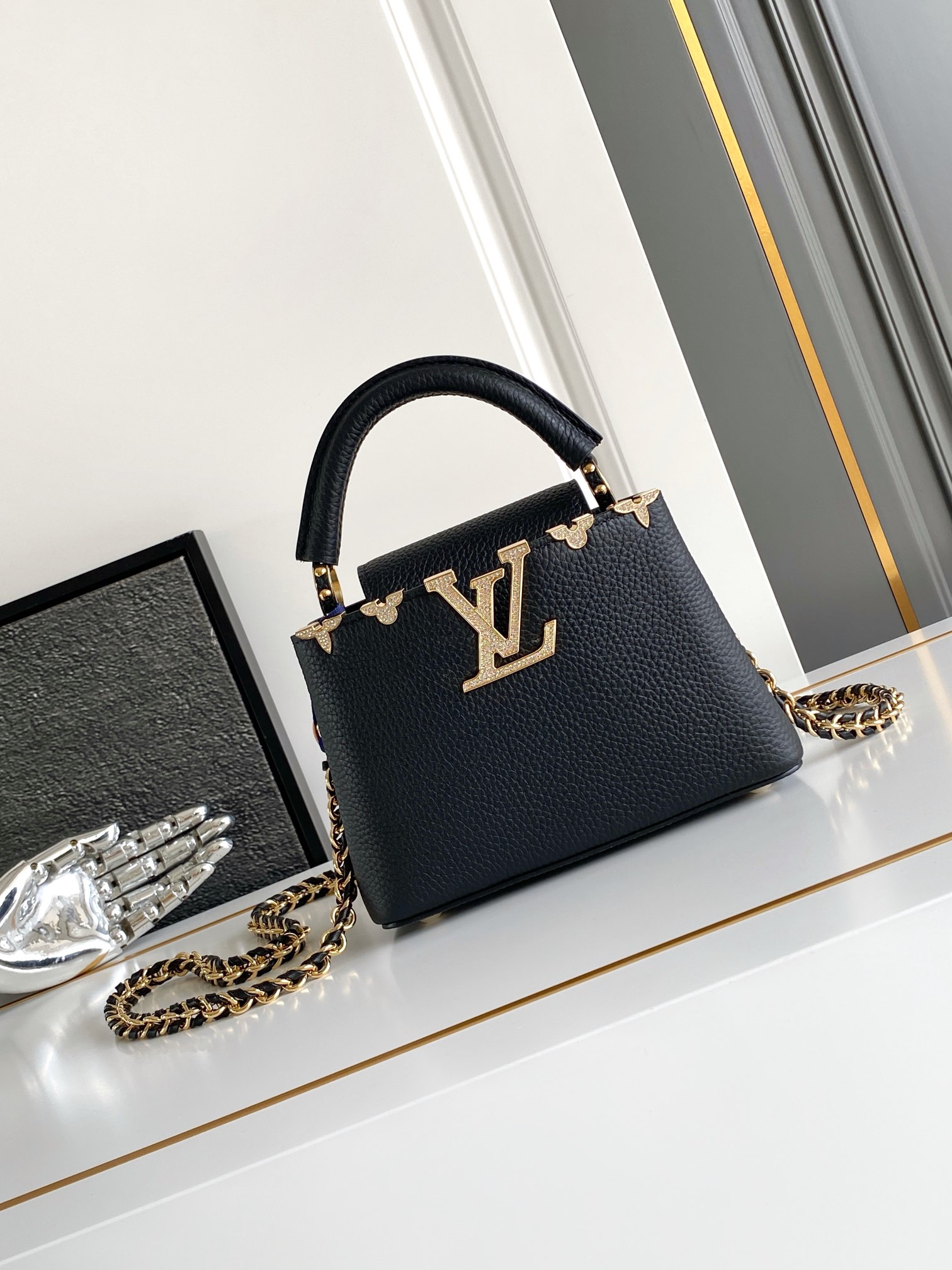 LV高仿黑色Capucines Mini手袋 都會質感百搭新款