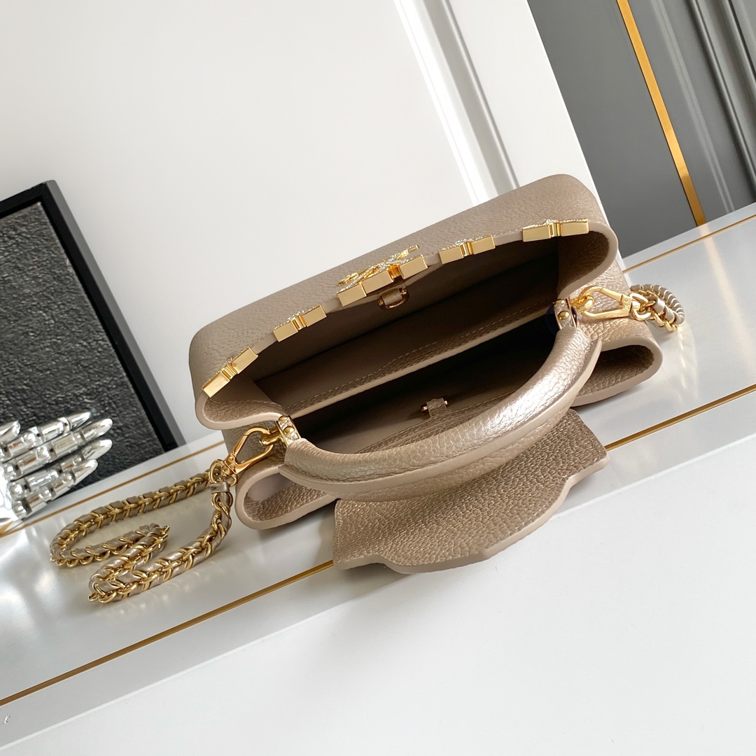 LV高仿香檳金Capucines MM手提包 奢華優雅氣質新色｜歐美奢侈品精品推薦