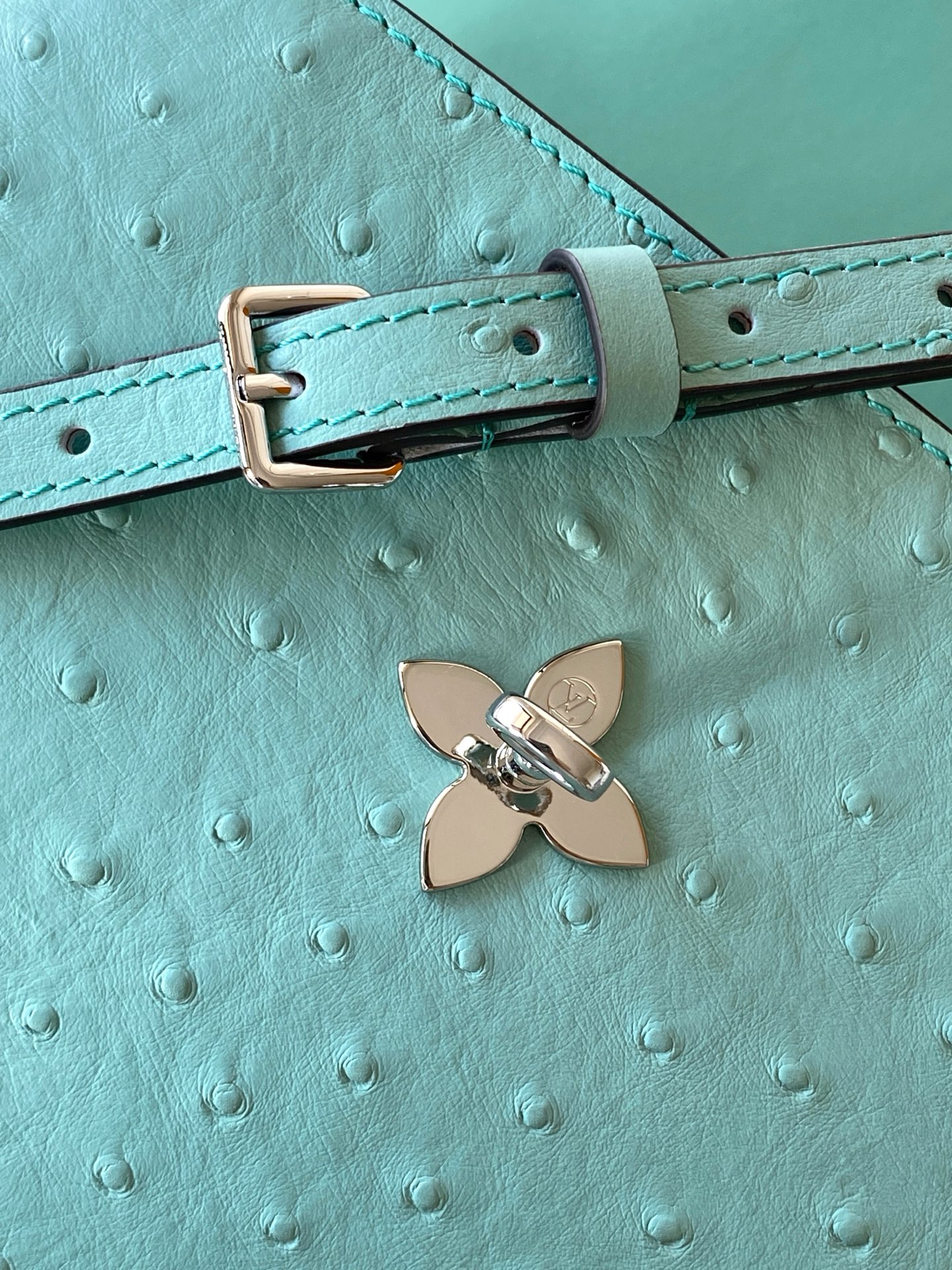 LV一比一湖水綠鴕鳥皮手提包 清新高雅小型鎖扣包｜歐美奢侈品精品推薦