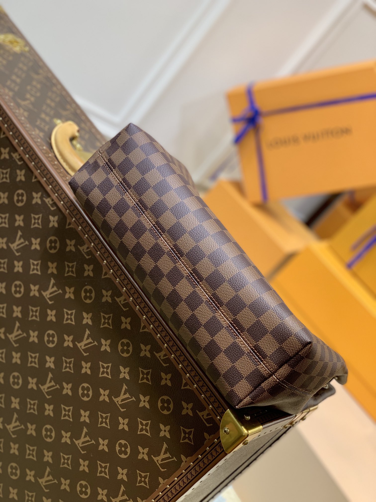 LV高仿Graceful MM棋盤格肩背包 女士休閒大容量包款｜歐美奢侈品精品推薦