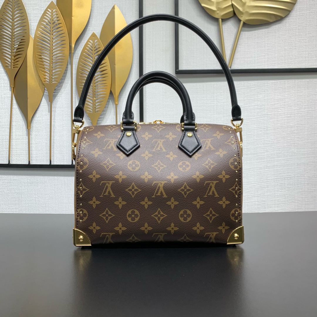 LV高仿Speedy Bandoulière黑手柄手提包 經典老花｜歐美奢侈品精品推薦