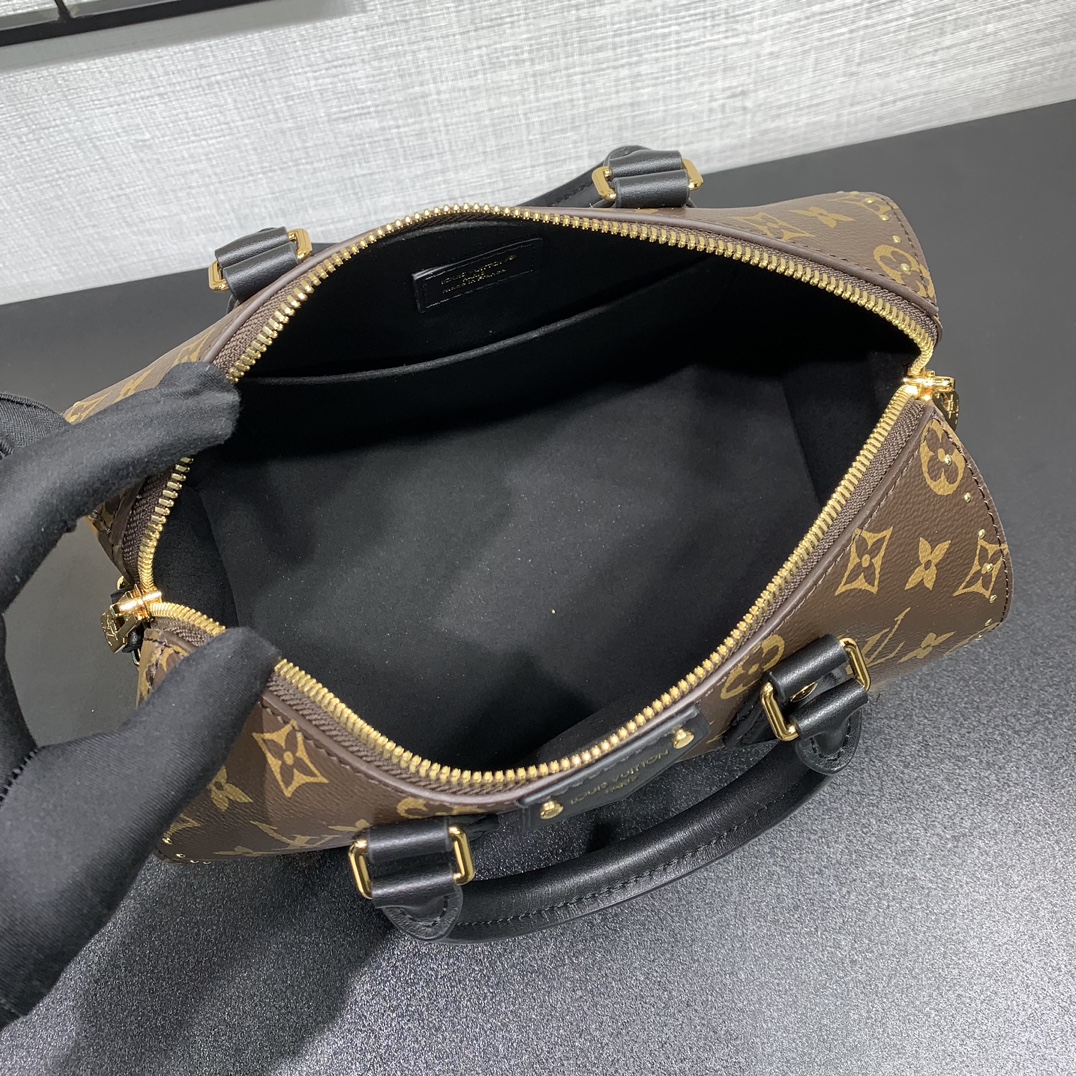 LV高仿Speedy Bandoulière黑手柄手提包 經典老花｜歐美奢侈品精品推薦
