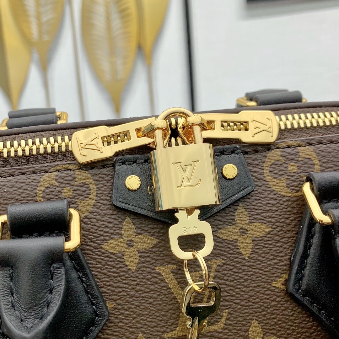 LV高仿Speedy Bandoulière黑手柄手提包 經典老花｜歐美奢侈品精品推薦