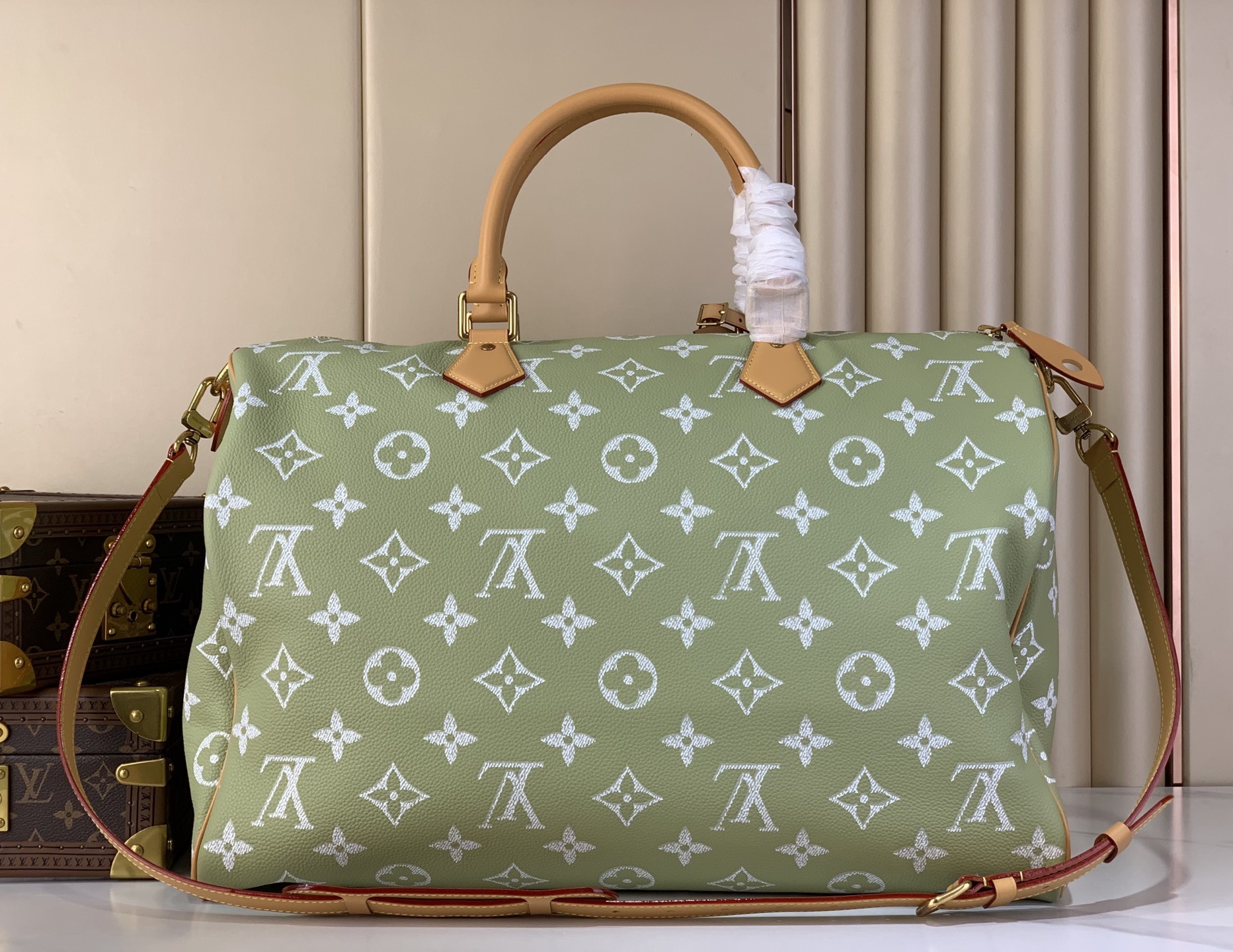 LV高仿Keepall Bandoulière 50手提旅行袋 綠白老花｜歐美奢侈品精品推薦