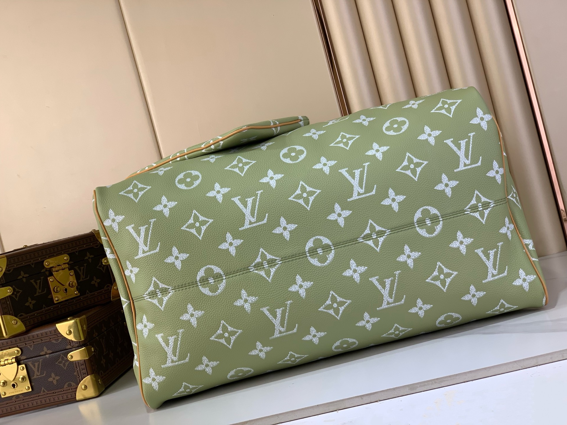 LV高仿Keepall Bandoulière 50手提旅行袋 綠白老花｜歐美奢侈品精品推薦