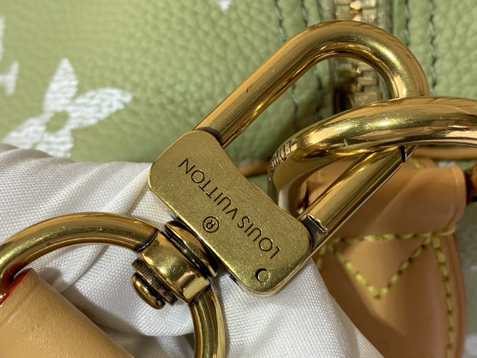 LV高仿Keepall Bandoulière 50手提旅行袋 綠白老花｜歐美奢侈品精品推薦