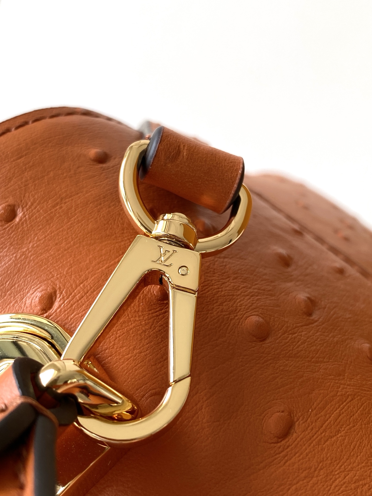 LV高仿鴕鳥紋橘棕色皮革鎖頭手提包 氣質女包｜歐美奢侈品精品推薦
