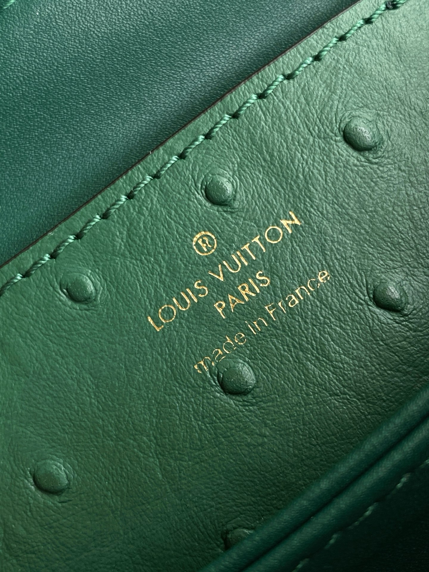 LV高仿鴕鳥紋綠色鎖頭手提包 奢華時尚氣質款｜歐美奢侈品精品推薦