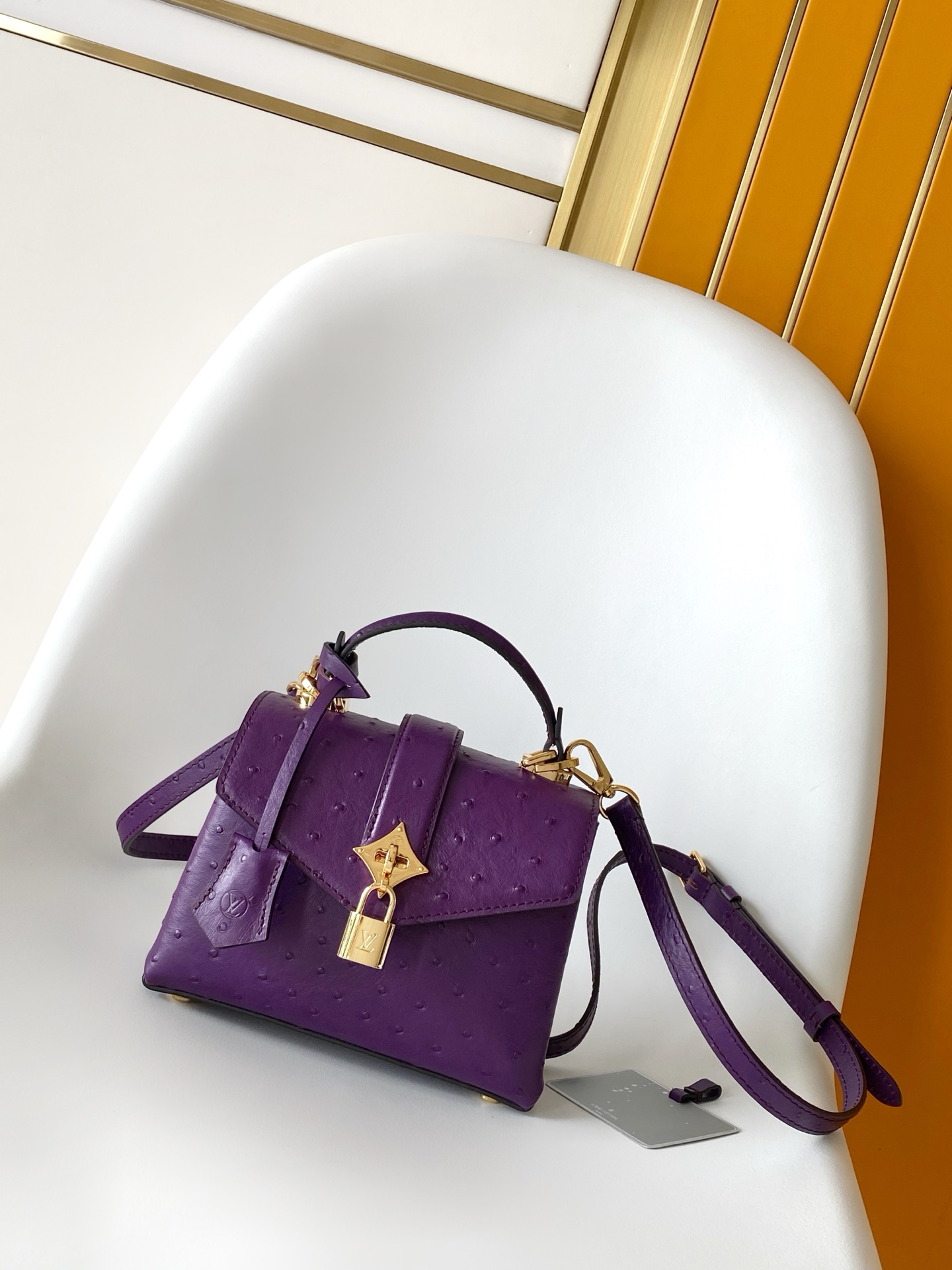 LV高仿紫色迷你鴕鳥紋手提包 小包時尚精品