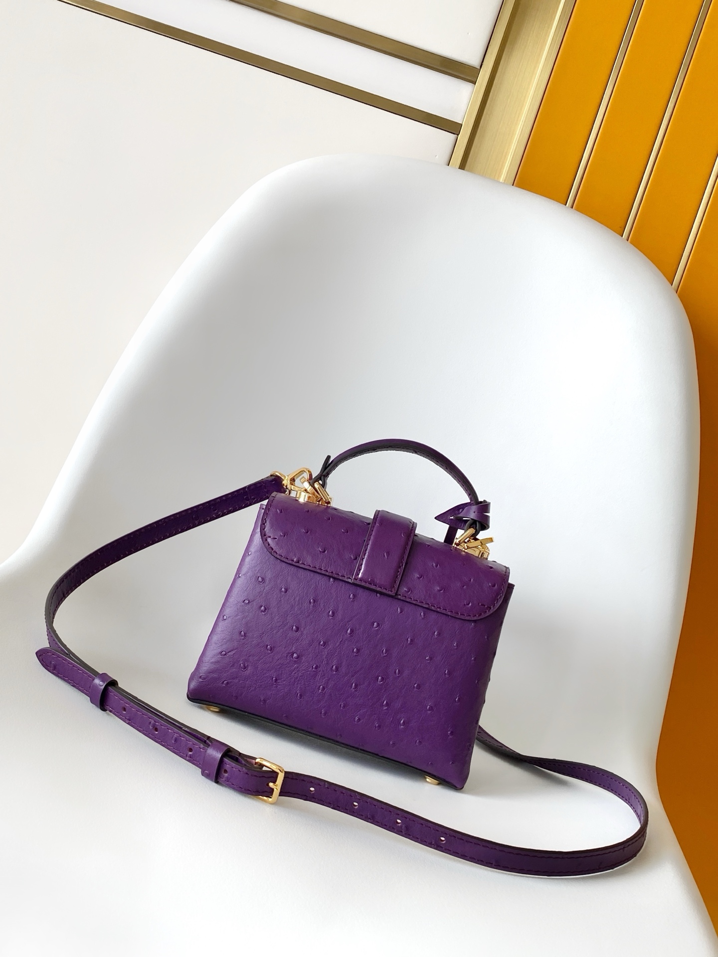 LV高仿紫色迷你鴕鳥紋手提包 小包時尚精品｜歐美奢侈品精品推薦