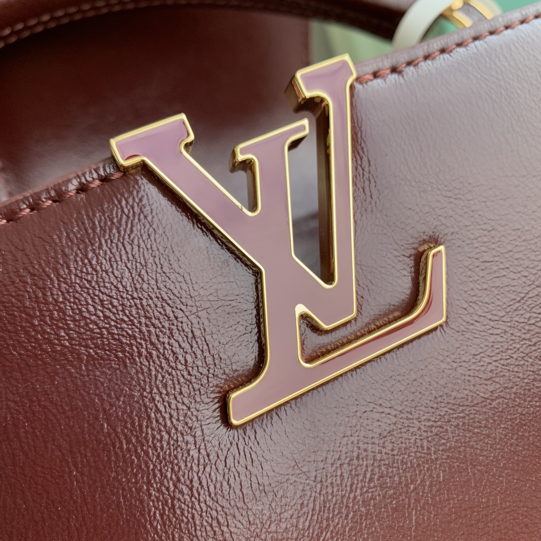 LV高仿酒紅色金鏈LOGO手提包 高貴氣質設計款｜歐美奢侈品精品推薦