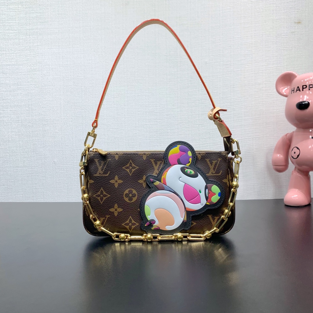 LV一比一老花金鏈卡通手拿包 限量藝術設計款