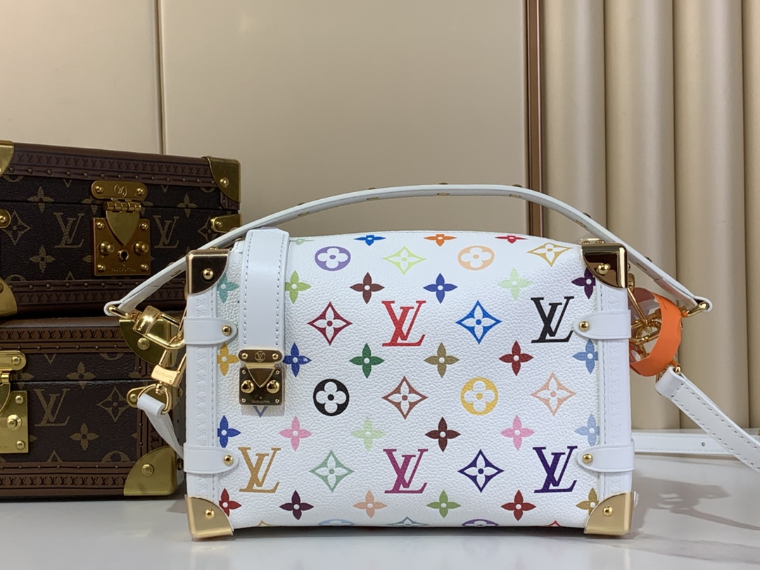 LV一比一白色彩花金屬邊框手提包 復刻奢華版｜歐美奢侈品精品推薦