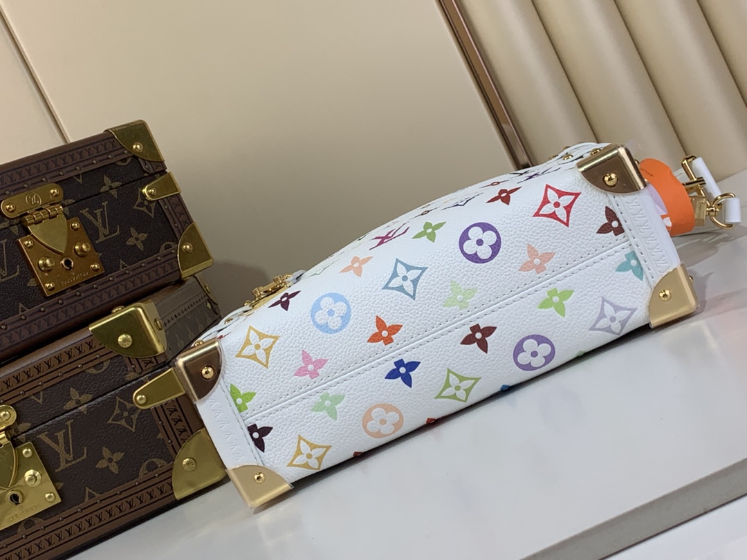 LV一比一白色彩花金屬邊框手提包 復刻奢華版｜歐美奢侈品精品推薦