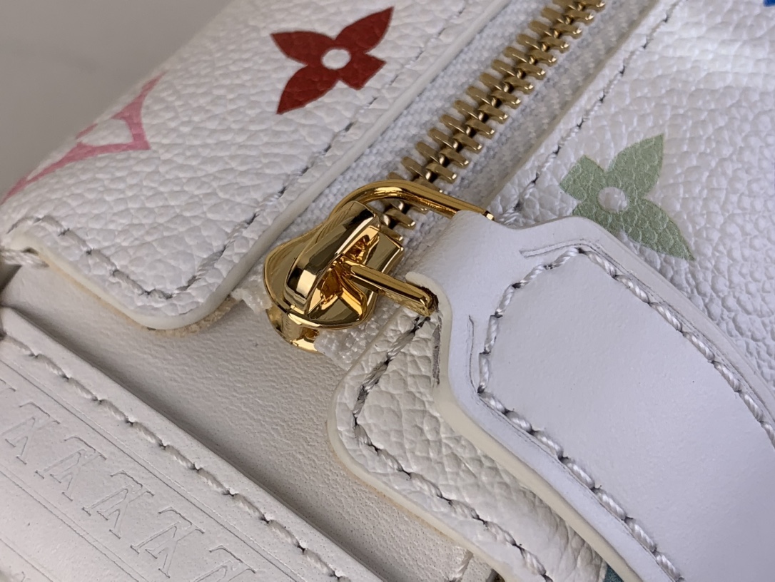 LV一比一白色彩花金屬邊框手提包 復刻奢華版｜歐美奢侈品精品推薦