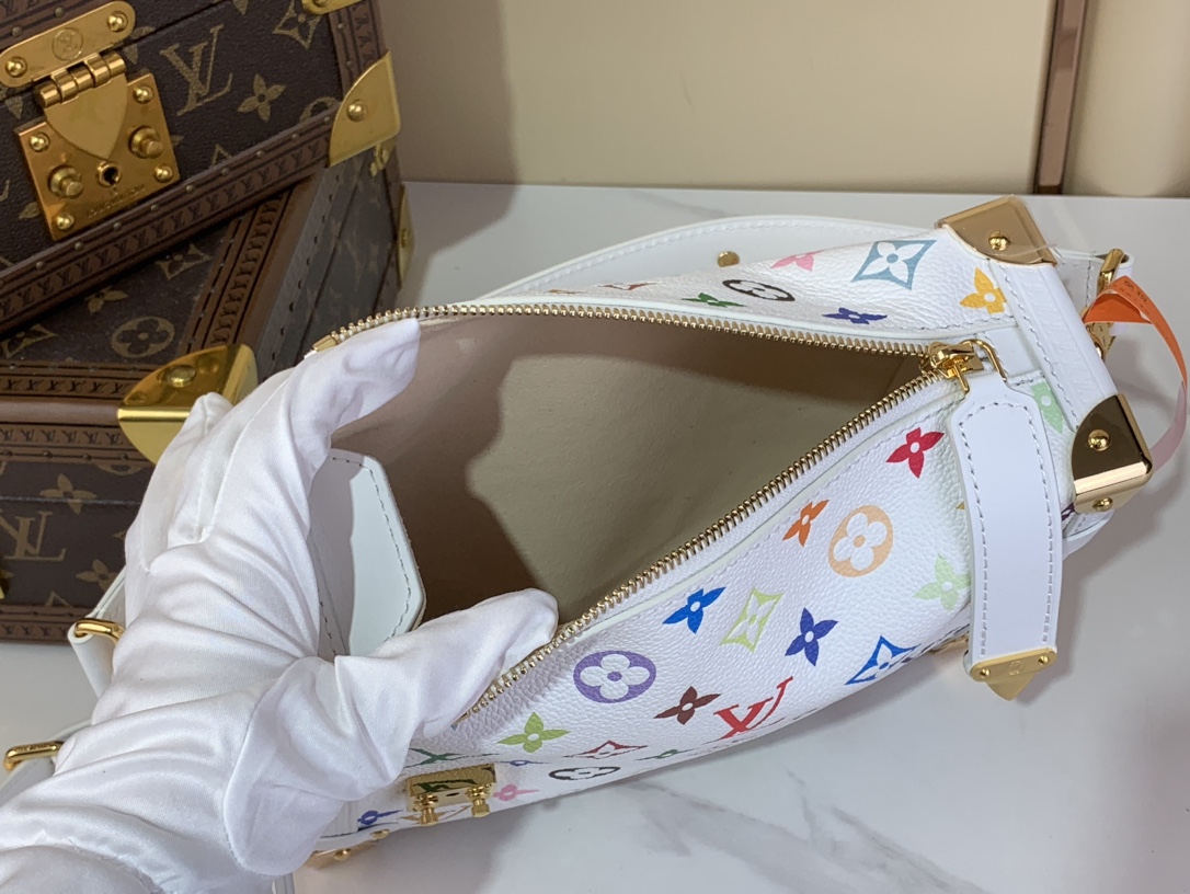 LV一比一白色彩花金屬邊框手提包 復刻奢華版｜歐美奢侈品精品推薦
